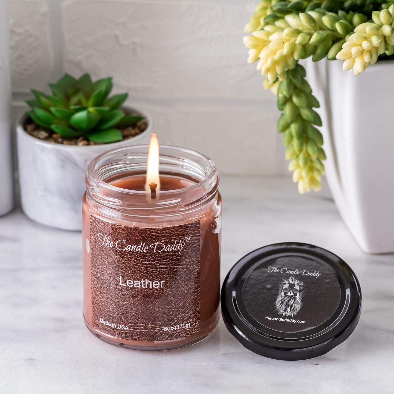 Leather Scented Candle- 6 Ounce - 40 Hour Burn