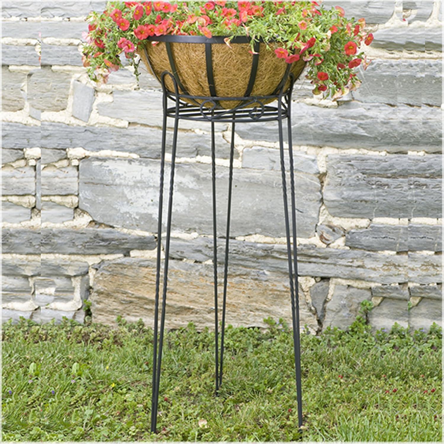 CobraCo SCBPS1030-B 30 in. Canterbury Scroll Top Plant Stand - Black