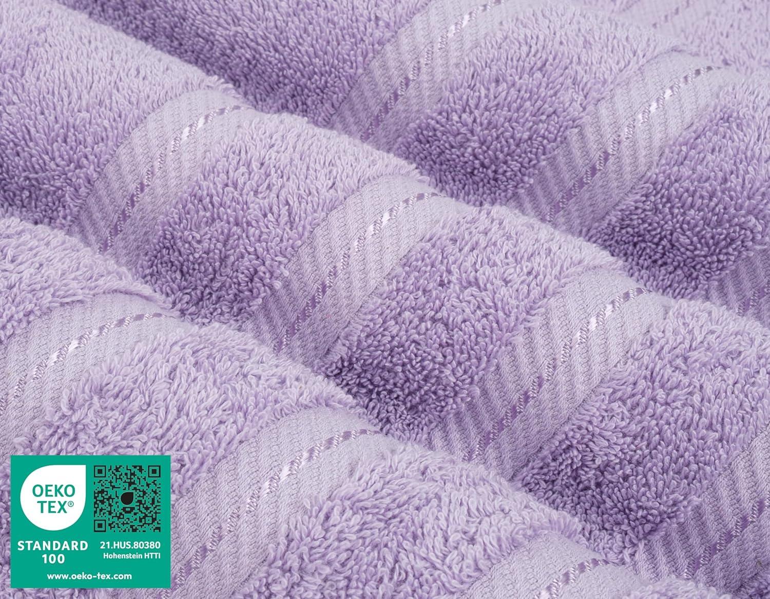 American Soft Linen 6 Piece Towel Set, 100% Cotton Bath Towels for Bathroom, Lilac