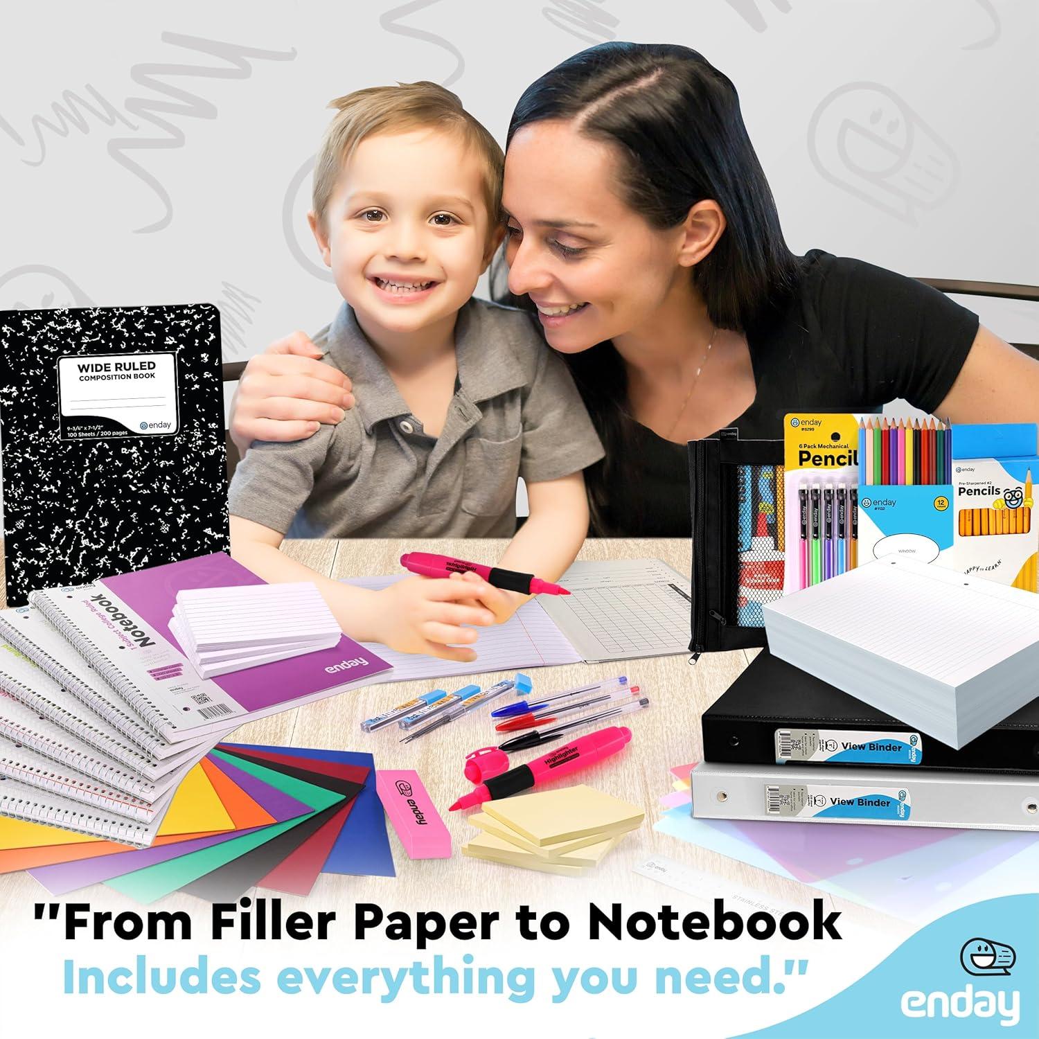 105-Piece School Supplies Kit for High School & College – Binders, Notebooks, Folders, Pens, Pencils, Sticky Notes, Dividers, Ruler, Erasers & More