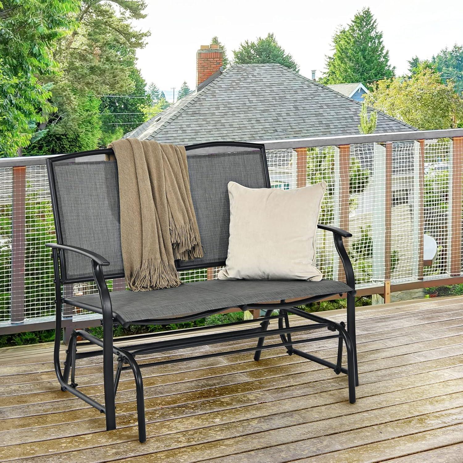 Best Choice Products 2-Person Outdoor Swing Glider, Steel Patio Loveseat, Bench Rocker w/ Armrests - Gray