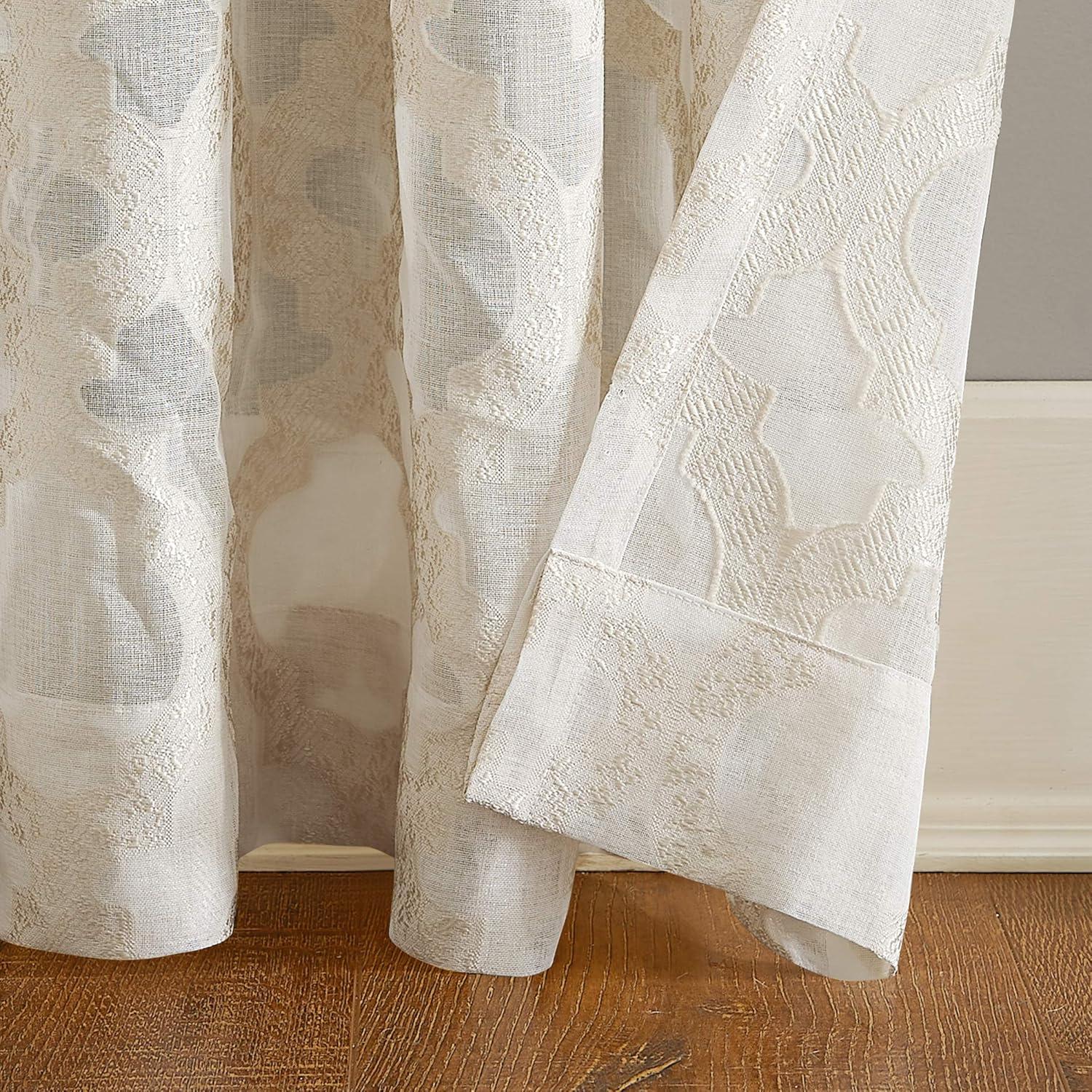 No. 918 Sheer Yvette Trellis Jacquard Rod Pocket Curtain Panel