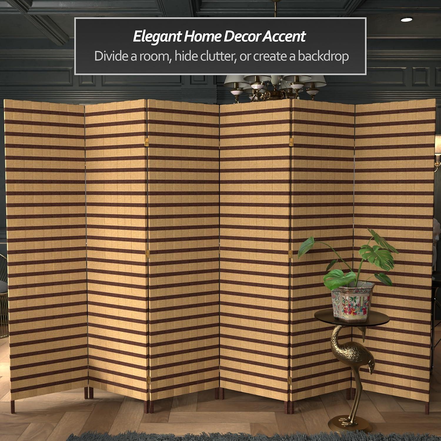 Oriental Furniture 6 ft. Tall Two Tone Natural Fiber Room Divider
