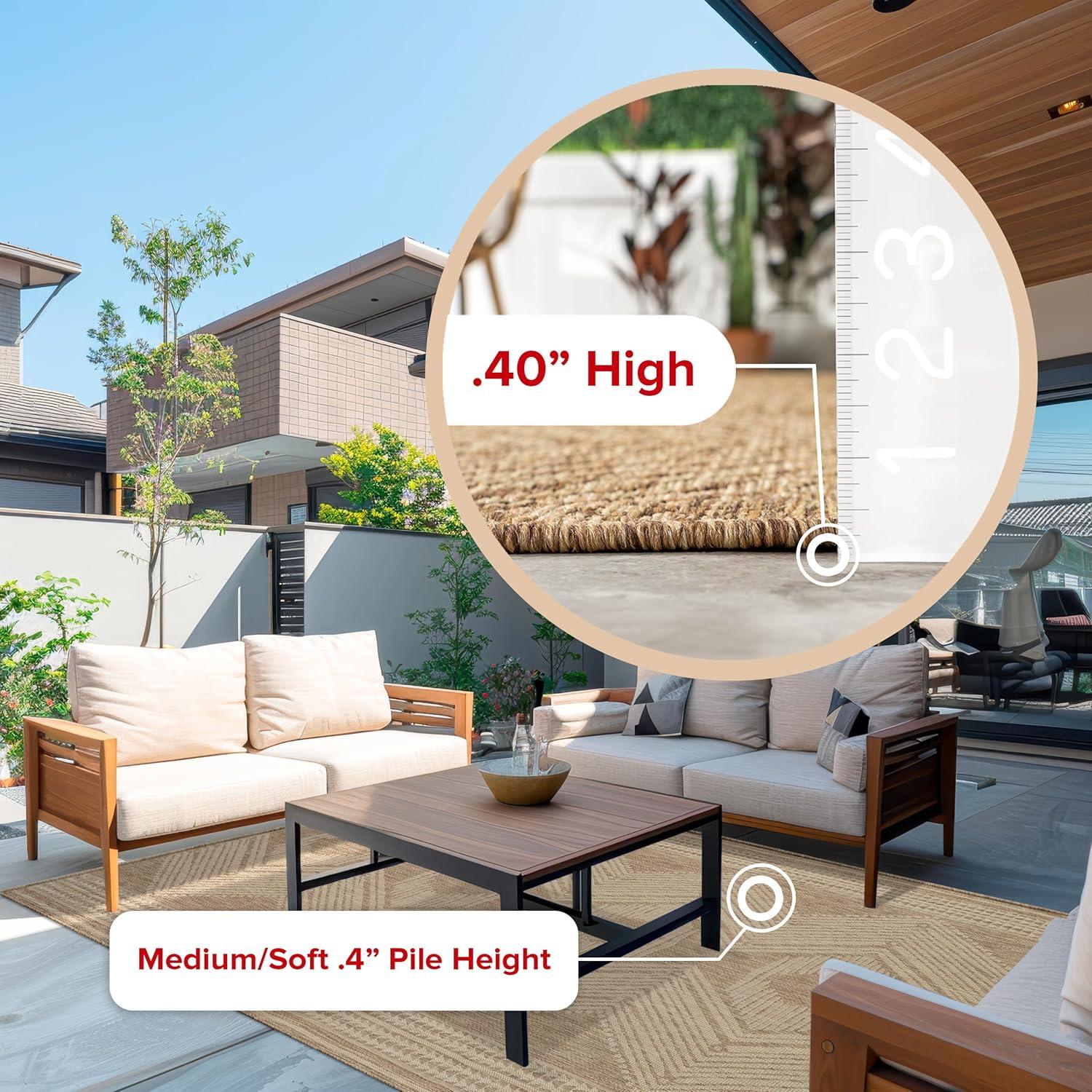 nuLOOM 10' x 12' Outdoor Geometric Area Rug, Stain Resistant, Weather Resistant, High Traffic, Patio, Balcony, Outside, Ranya Light Brown