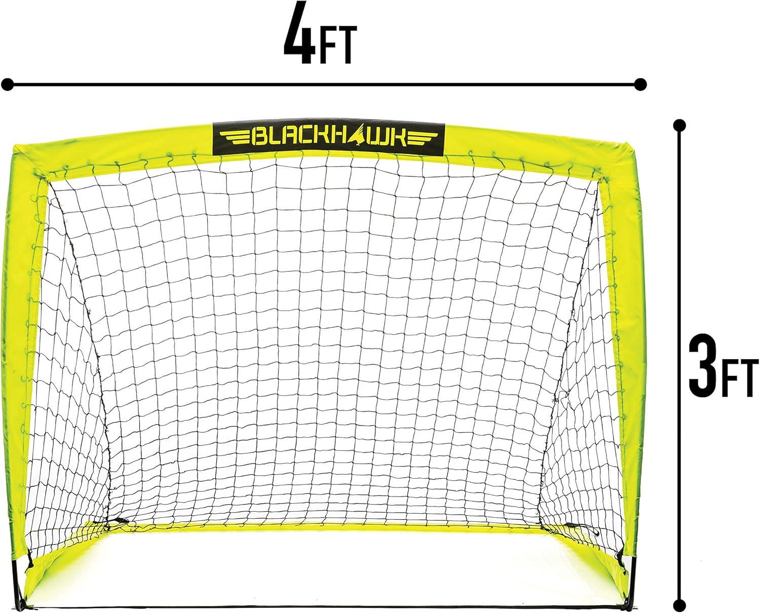 Franklin Sports Blackhawk Soccer Goal - Pop Up Backyard Soccer Nets - Foldable Indoor + Outdoor Soccer Goals - Portable Adult + Kids Soccer Goal - 4' x 3' Mini Soccer Net - Optic Yellow