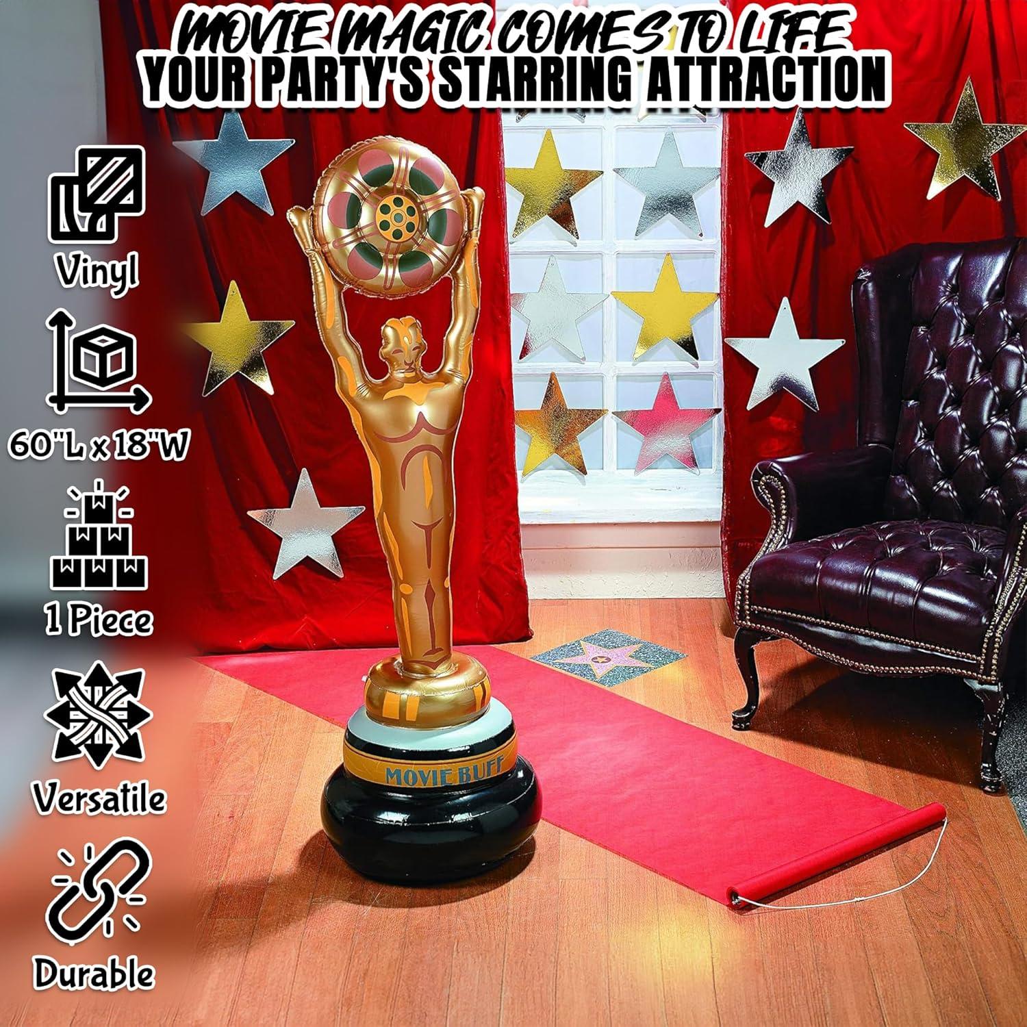 Huge Vinyl Inflatable Movie Buff Party Decoration (5 Feet Tall) Movie Night and Awards Party Decor, Party Favors