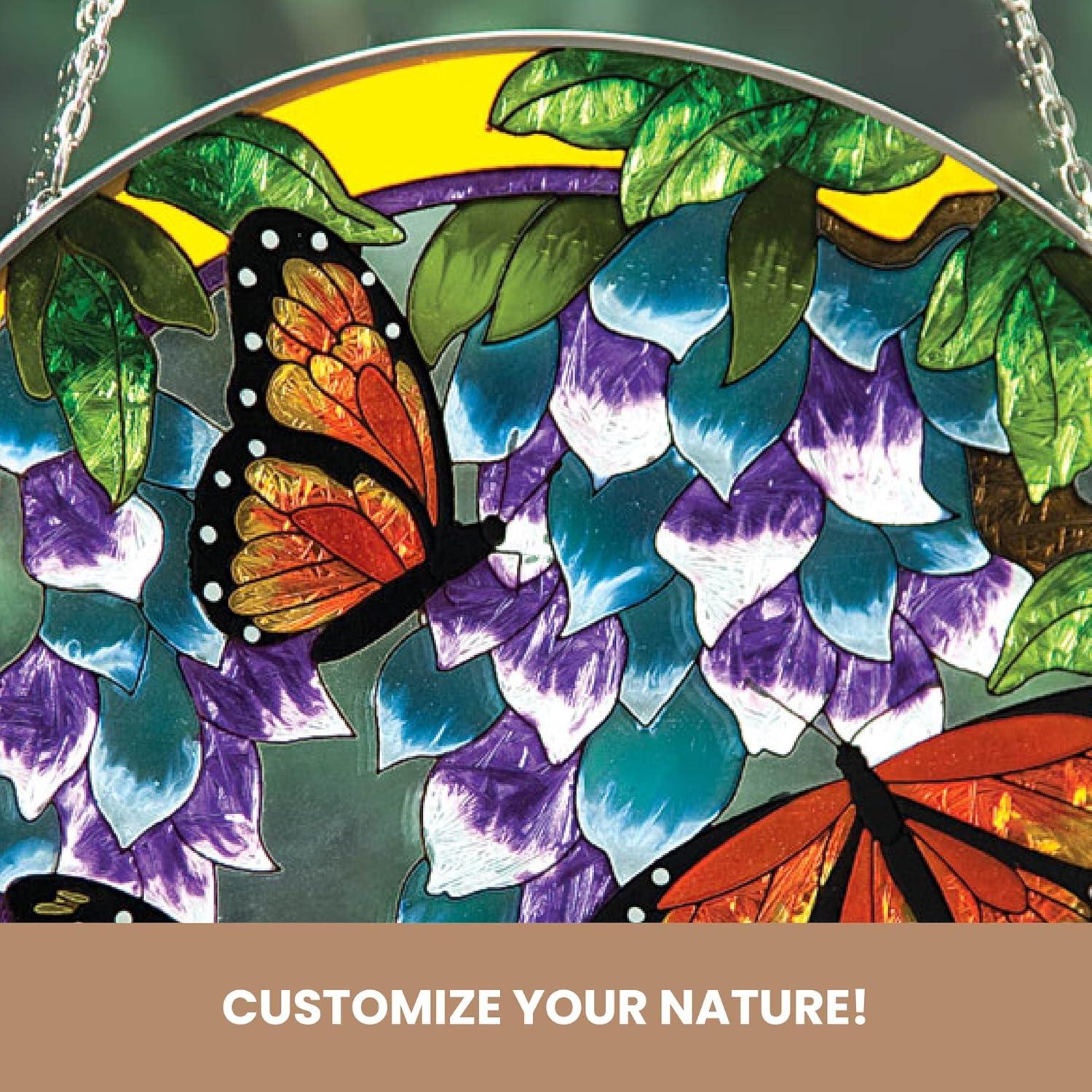 Bits and Pieces Home and Garden Décor Artistic Butterfly Suncatcher Hand Painted Monarch Butterfly