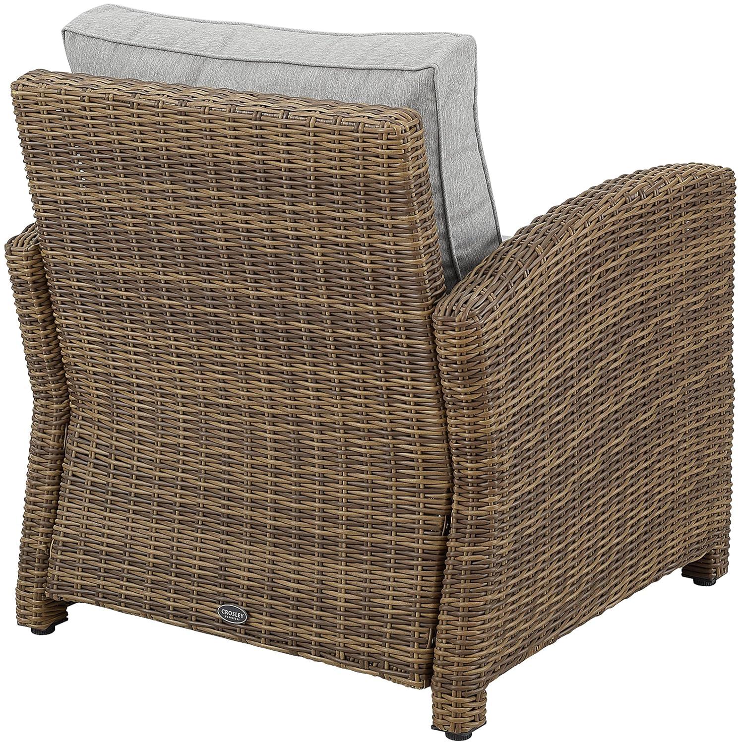 Bradenton Outdoor Wicker Arm Chair - Gray/Weathered Brown - Crosley: Steel Frame, UV-Resistant Patio Accent Chair