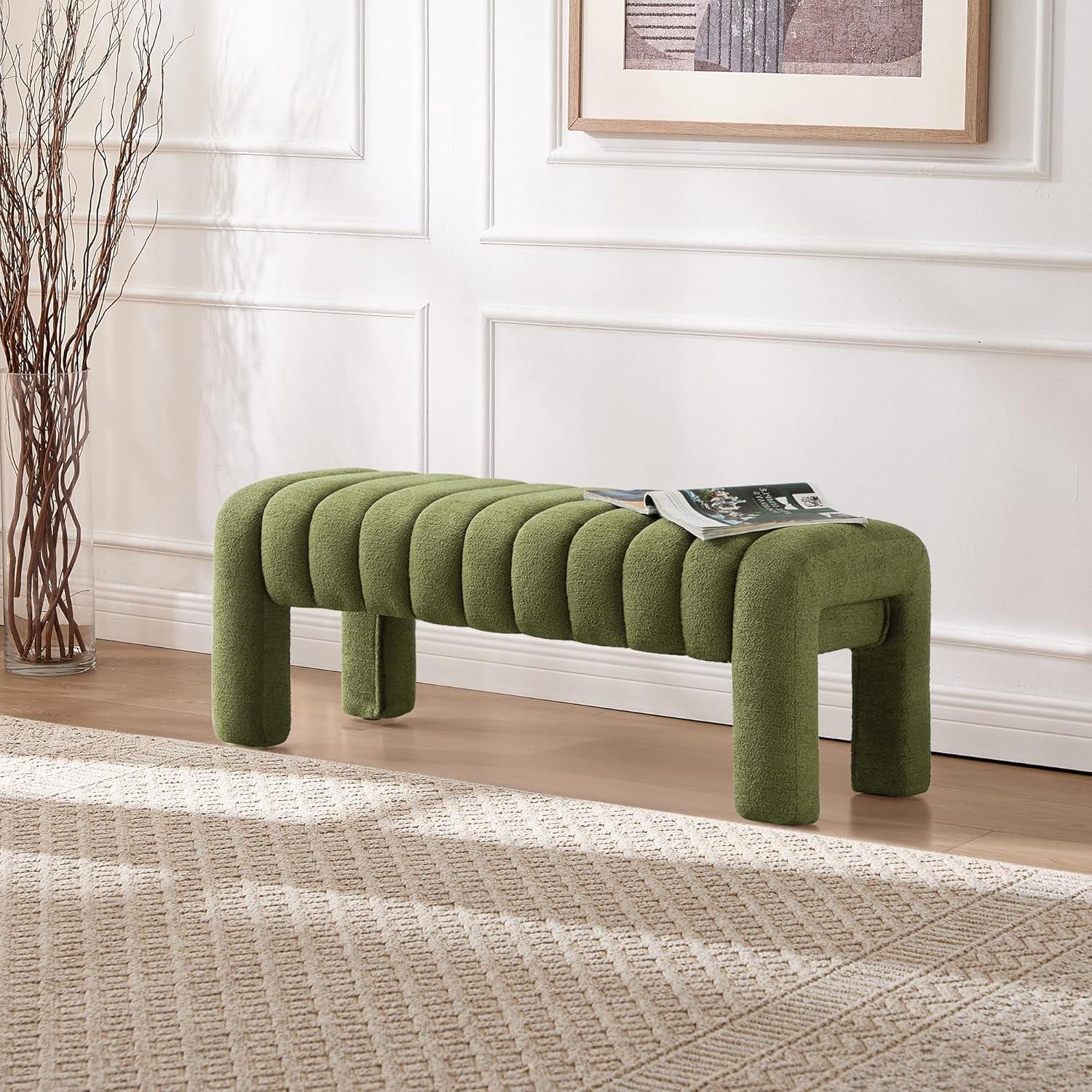 Oyan 43"or 63"W Channel Tufted Upholstered Bedroom Bench