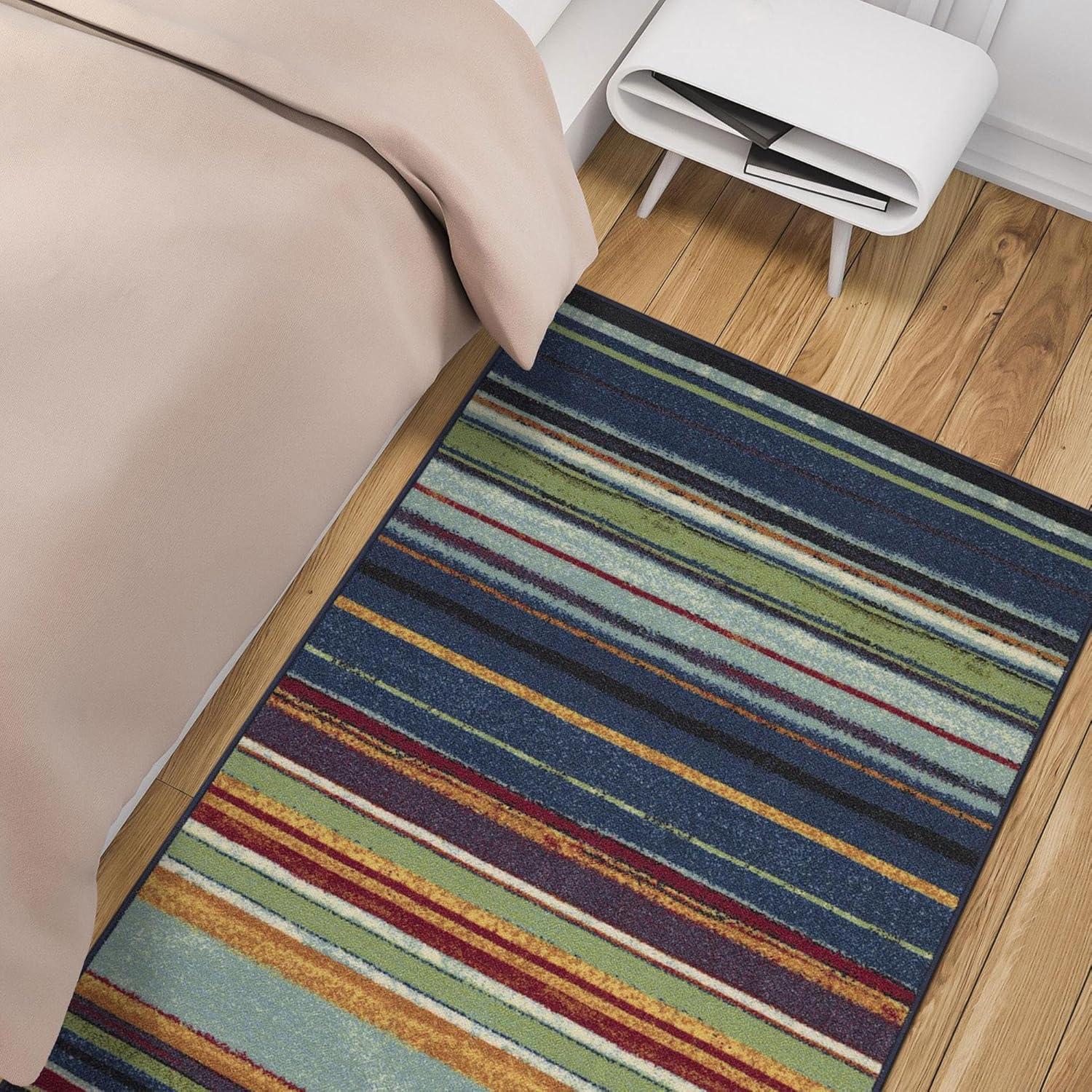 Machine Washable Non-Slip Vintage Striped Area Rug For Living Room, Hallway Runner, Entryway Rug