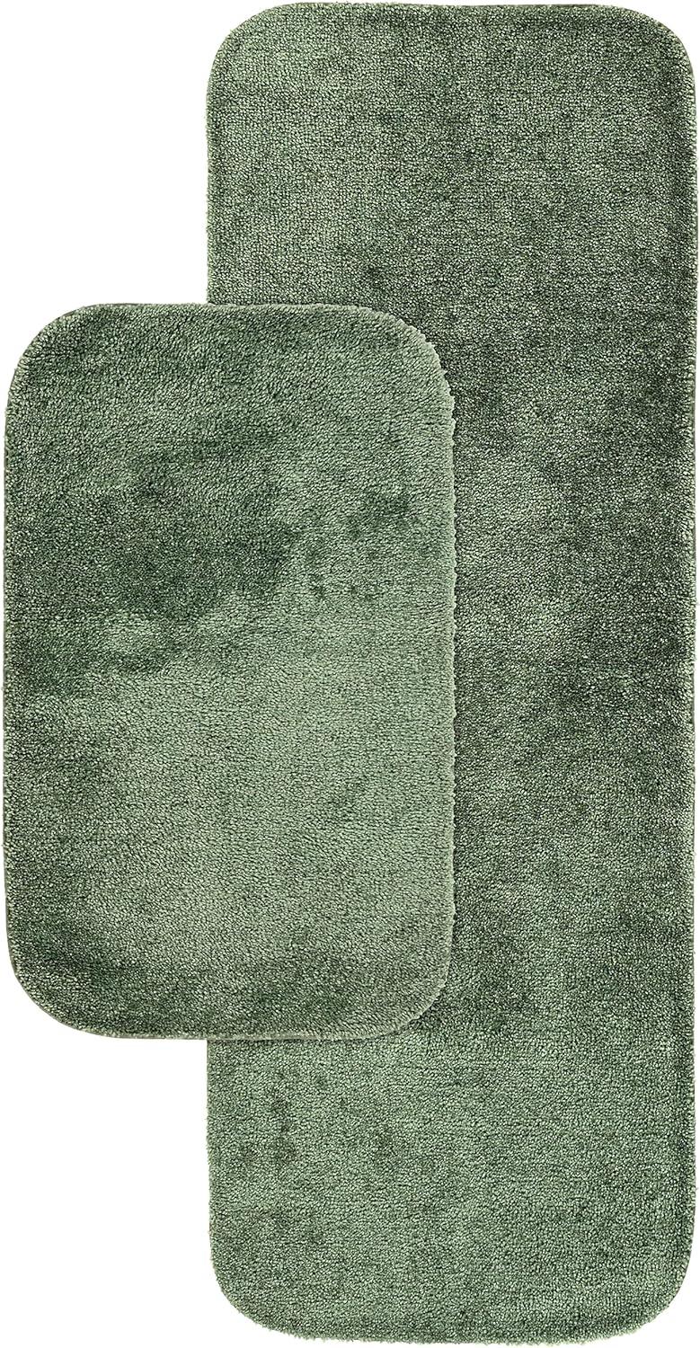 2pc Traditional Nylon Washable Bathroom Rug Set Deep Fern - Garland Rug: Latex Backed, Tufted, Machine Made Bath Mats Set