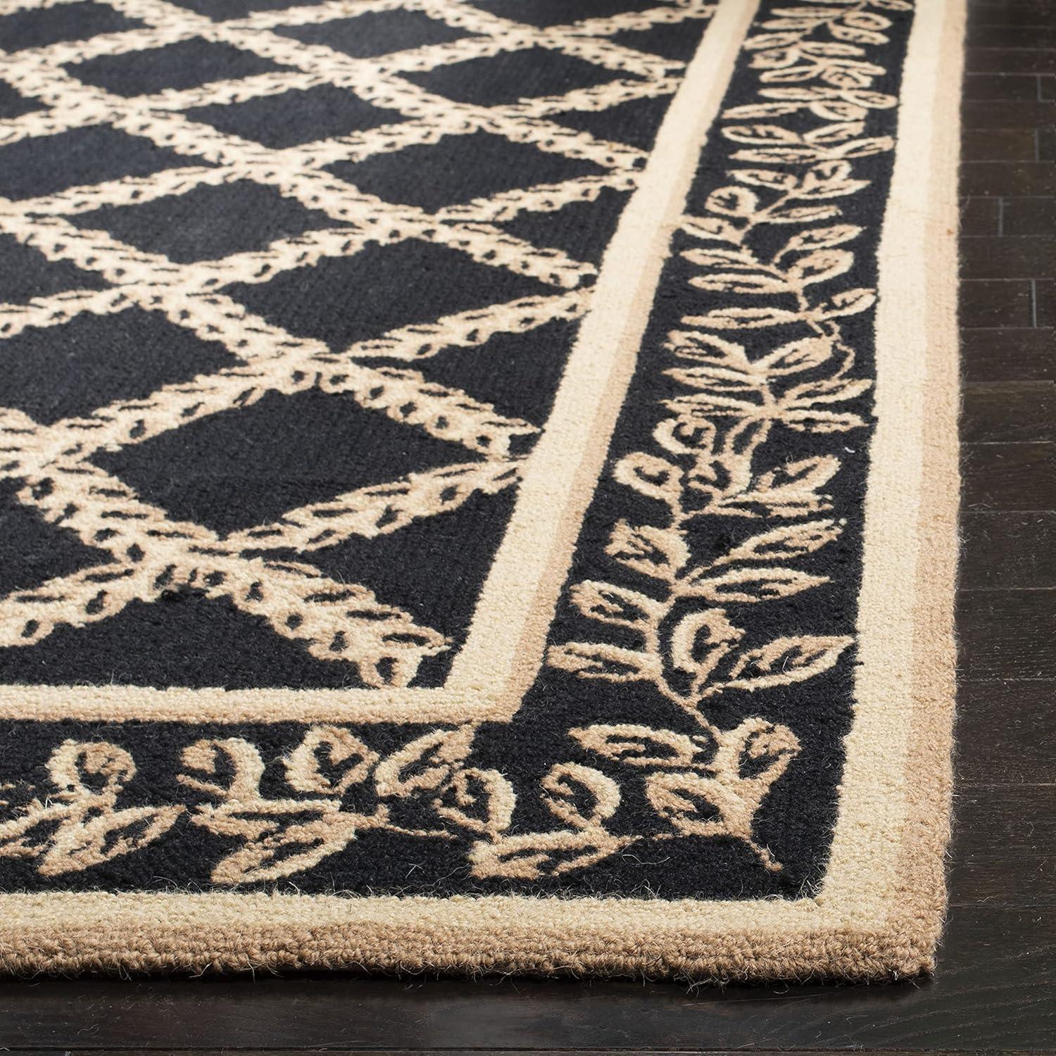 SAFAVIEH Chelsea Alecia Geometric Borders Wool Area Rug, Ivory/Light Blue, 8'9" x 11'9"