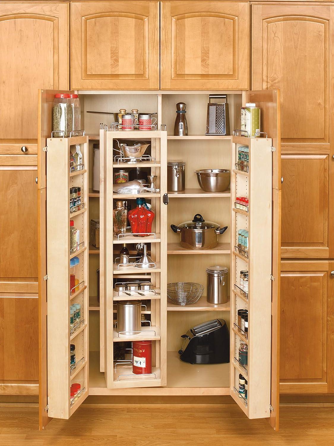 Maple Swing-Out Pantry Kit with Chrome Rails, 57"