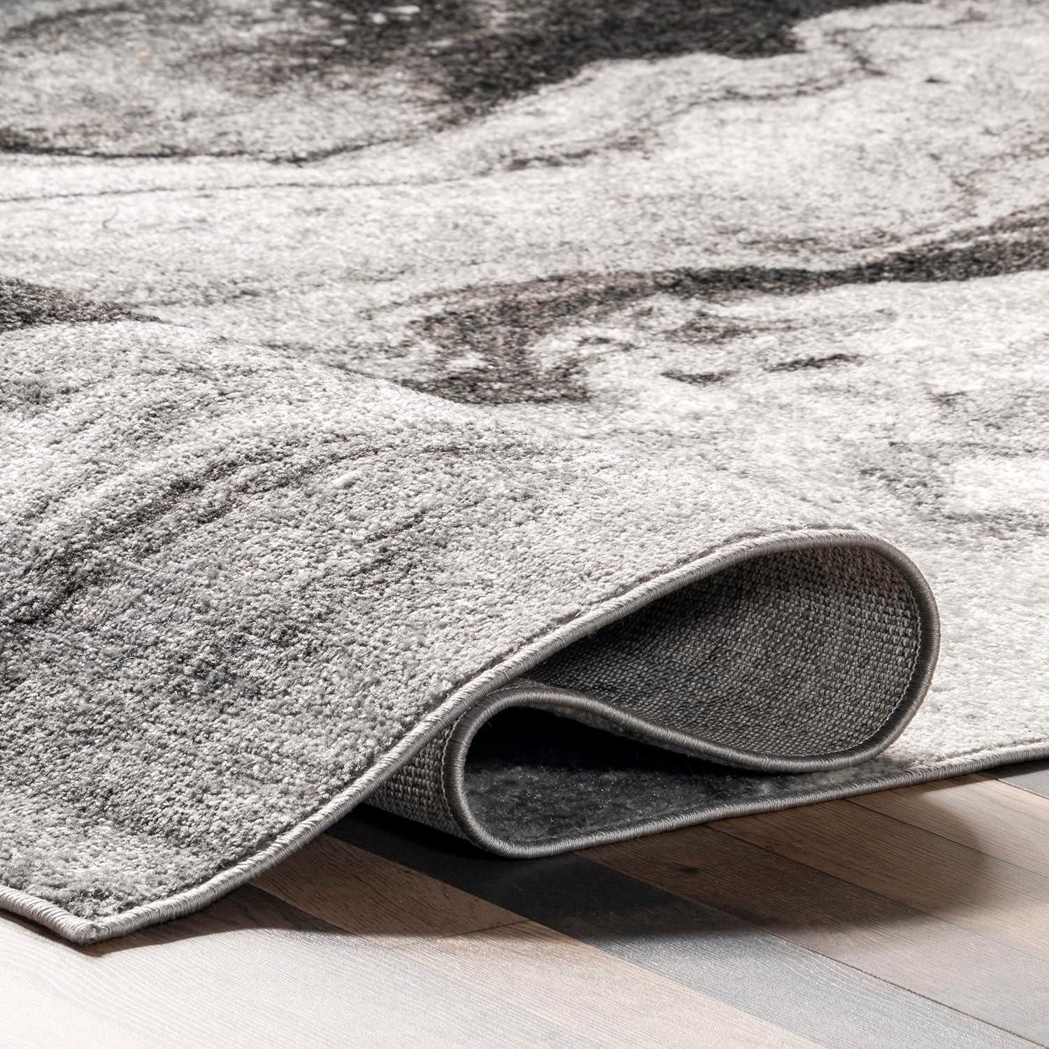 Modern Abstract Elegance 4' x 6' Gray Synthetic Area Rug