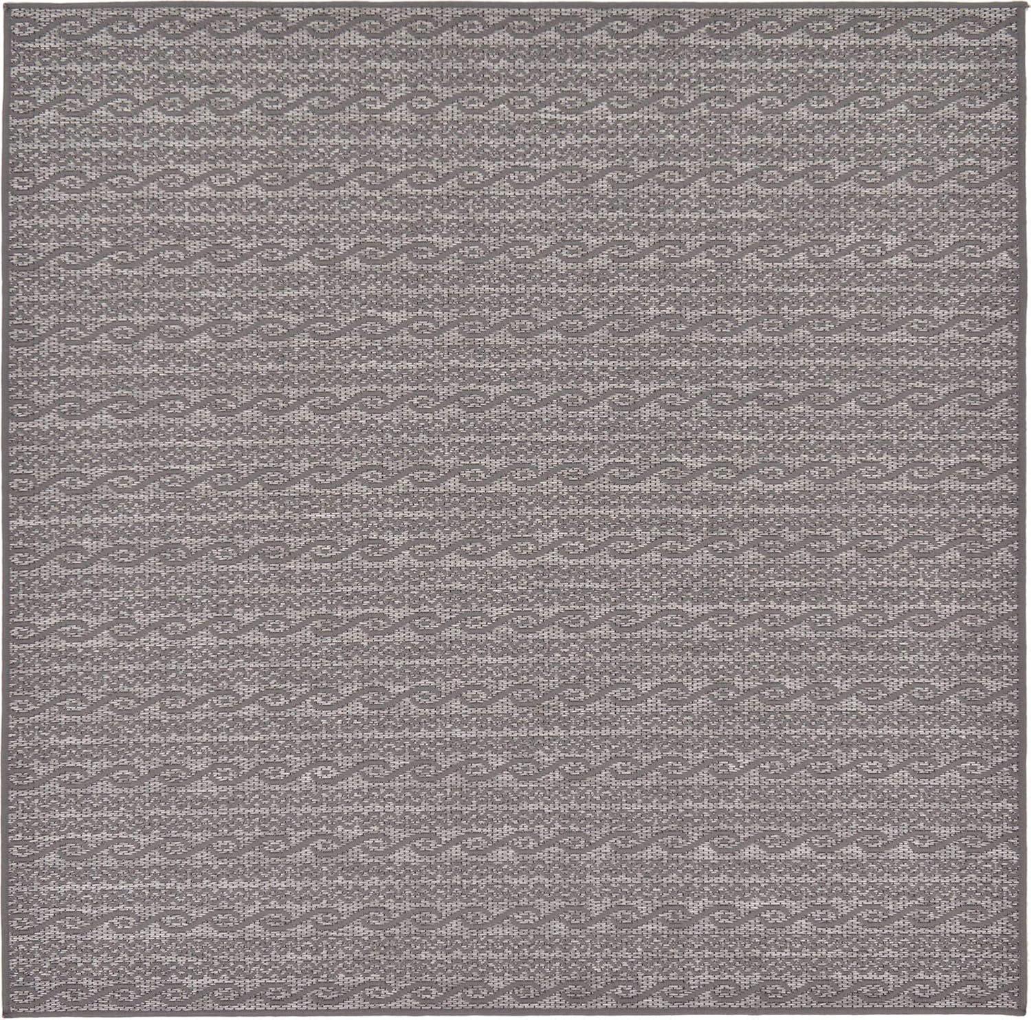 Unique Loom 6' 0 x 6' 0 Square Gray Outdoor Modern Links Area Rug