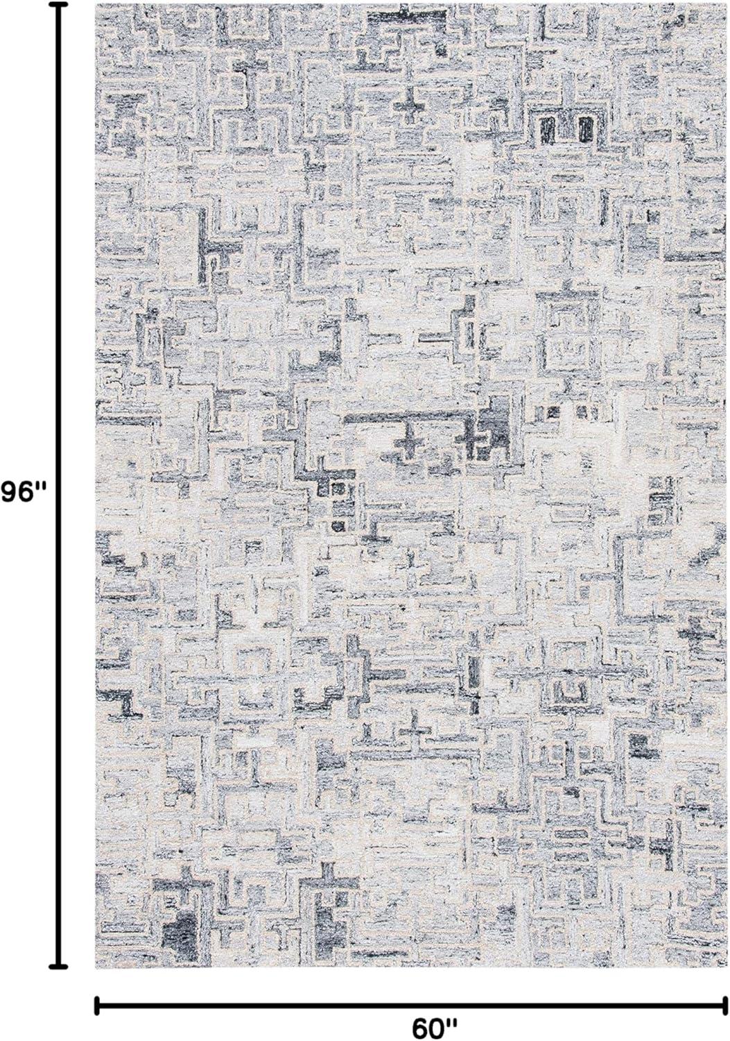 Abstract ABT142 Handmade Indoor Area Rug - Ivory/Black - 5'x8' - Safavieh