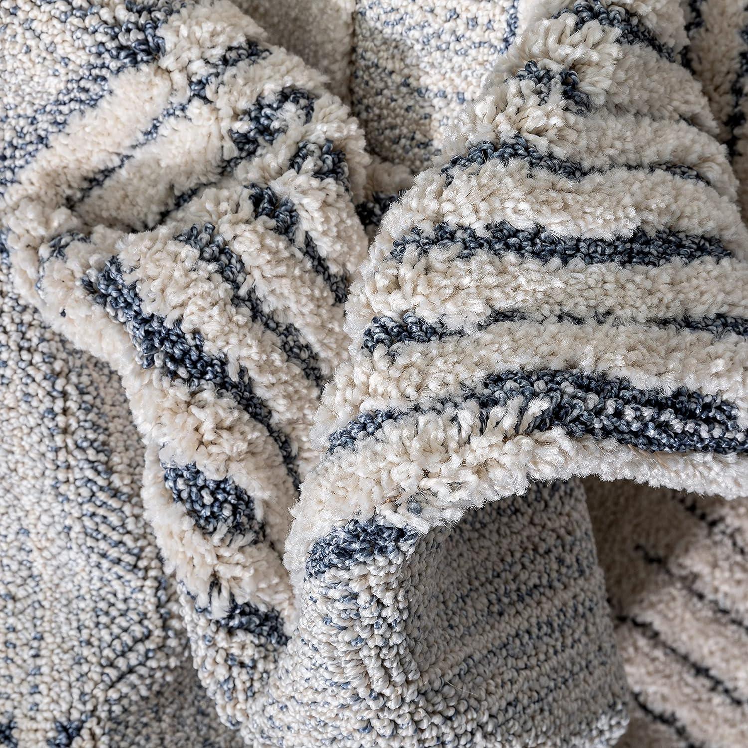 Marcone Briar Tribal Geometric Abstract Light Blue Looped Pile Rug
