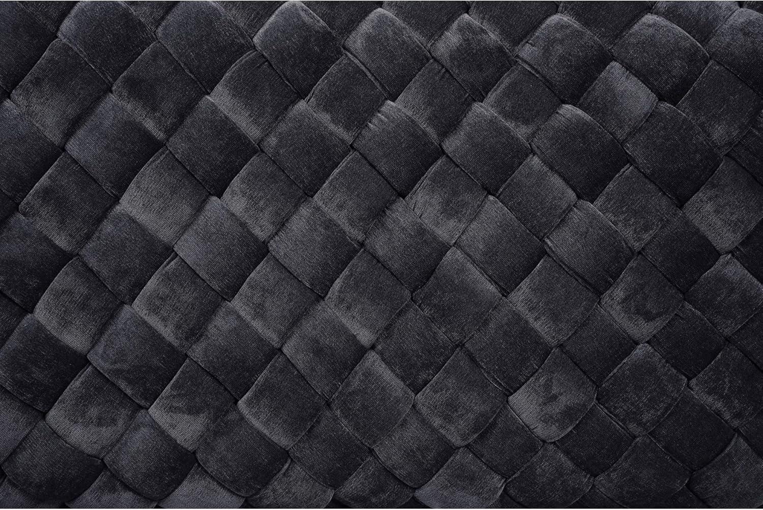 Loft Lyfe Lilah Black Velvet Bench - Upholstered, Hand Woven, Foam Filled