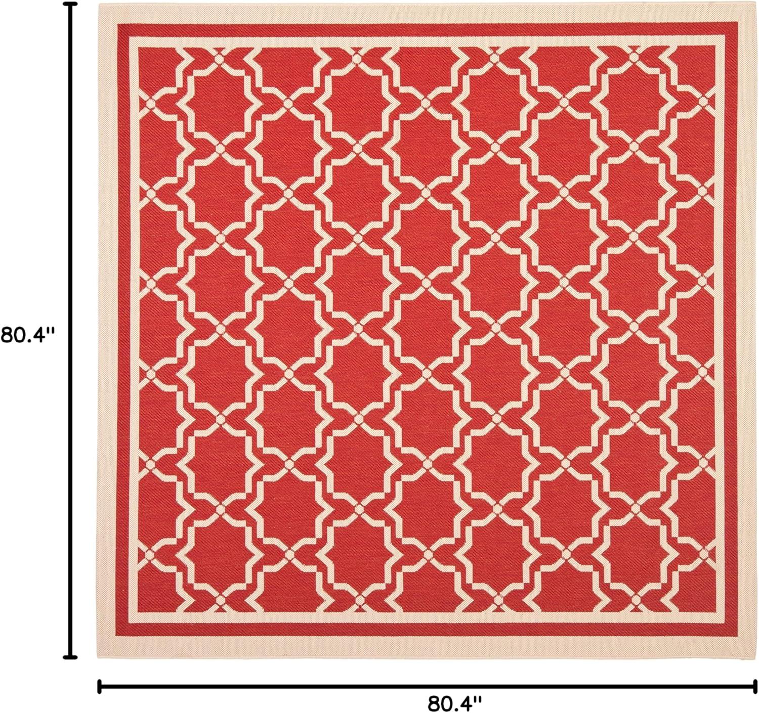 Courtyard CY6916 Power Loomed Indoor and Outdoor Area Rug - Red/Bone - 6'7"x6'7" - Safavieh