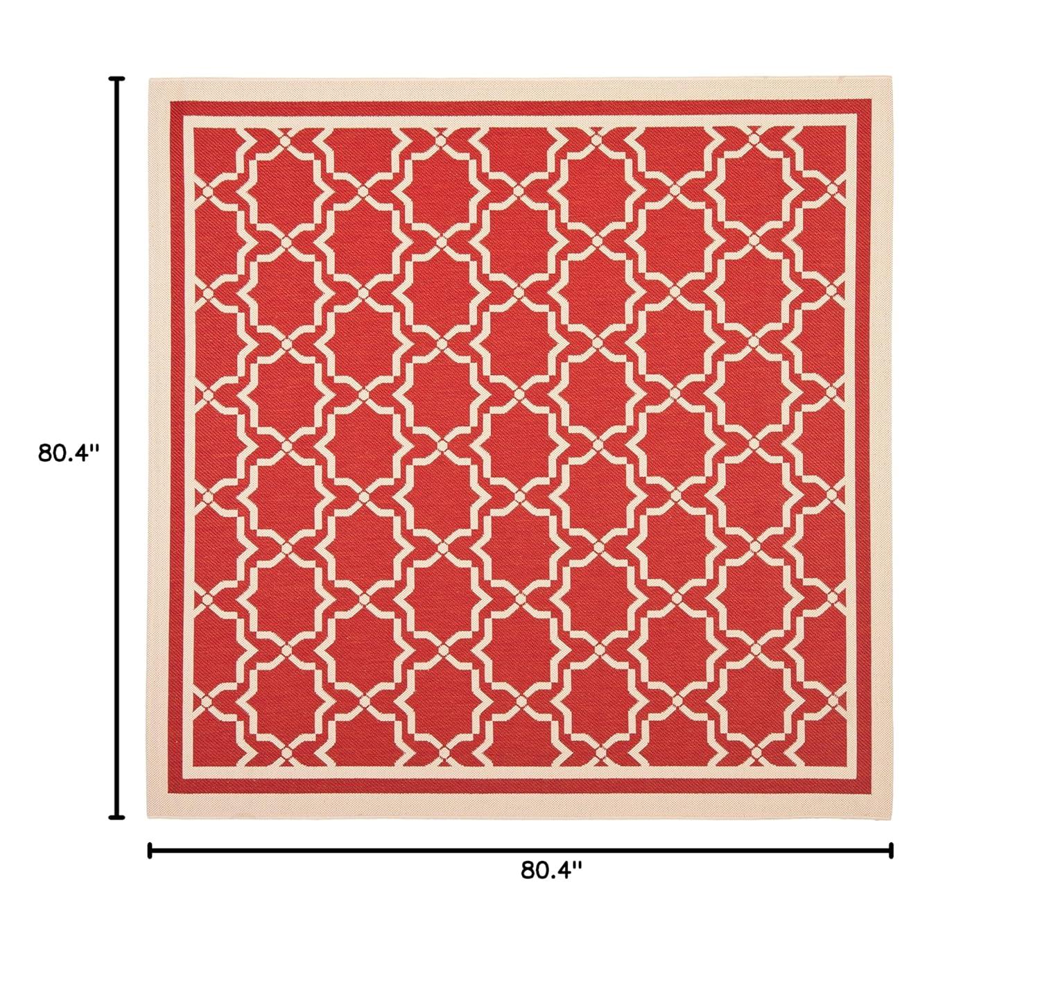Courtyard CY6916 Power Loomed Indoor and Outdoor Area Rug - Red/Bone - 6'7"x6'7" - Safavieh