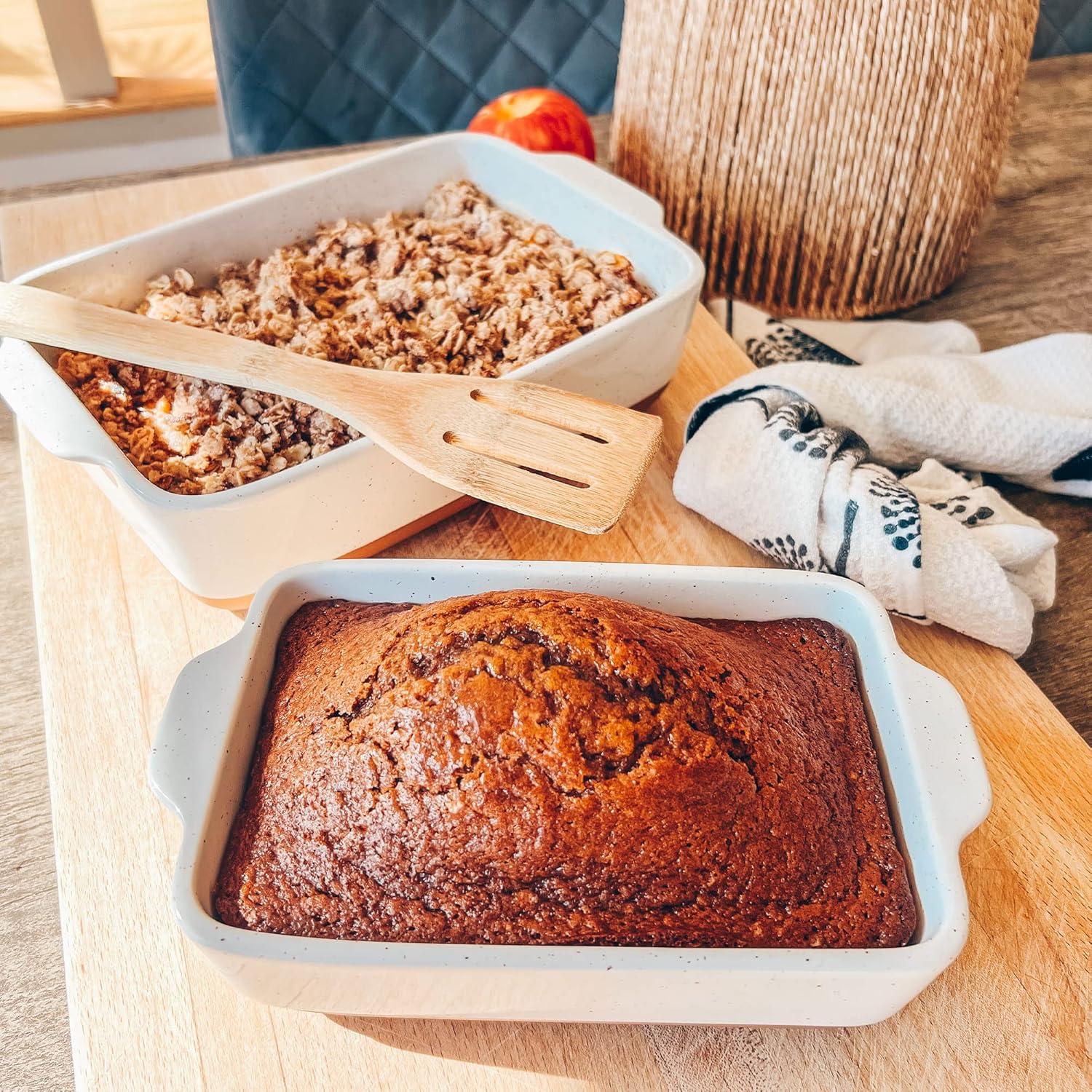 Loaf Baking Dishes - Porcelain Casserole & Bakeware, Oven-To-Table, Freezer Safe - Set Of 2