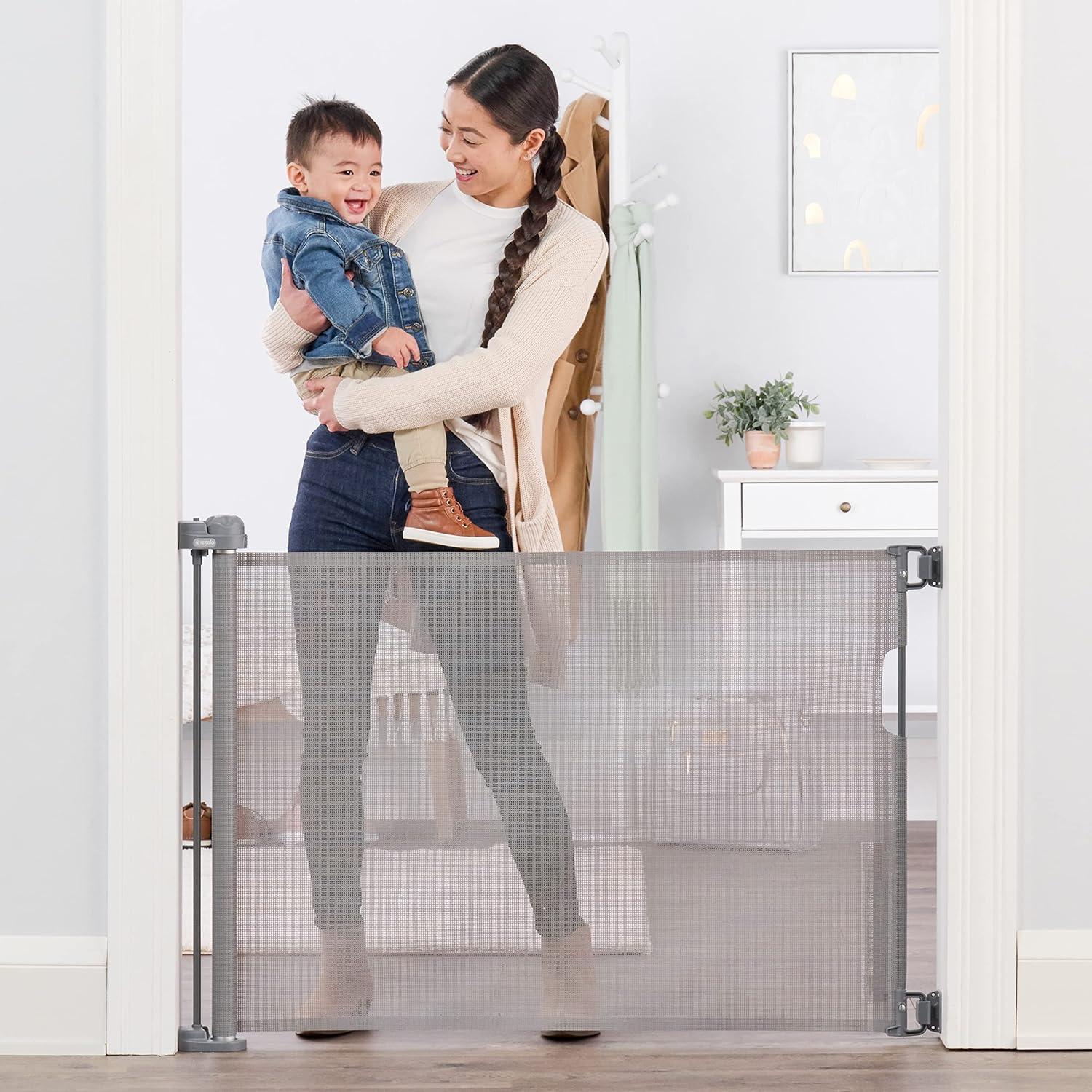 Regalo Fabric Retractable Baby Gate - Gray