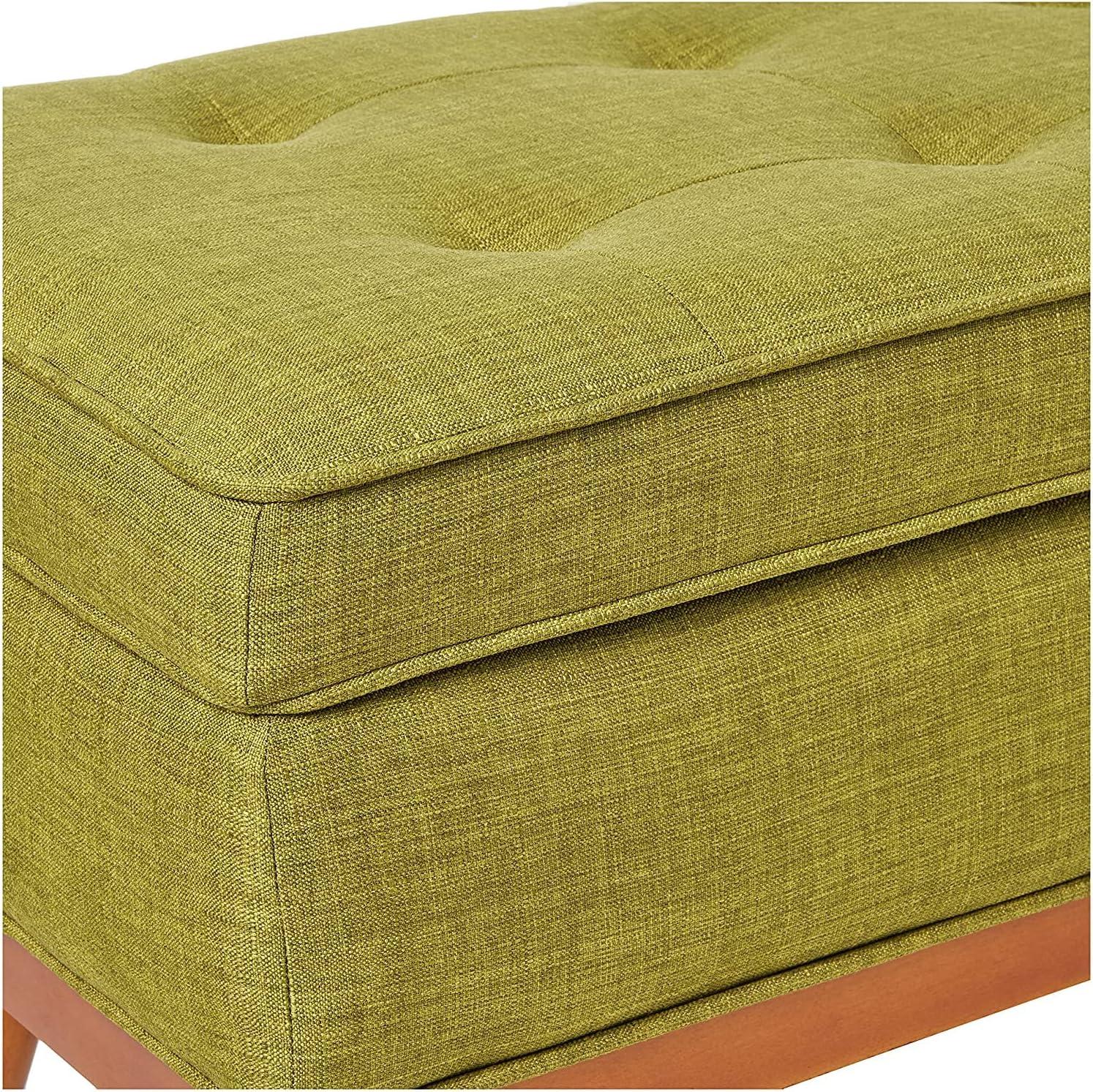 Katheryn Storage Bench Green - OSP Home Furnishings: Mid-Century Modern Ottoman, Plywood Frame, Polyester Upholstery