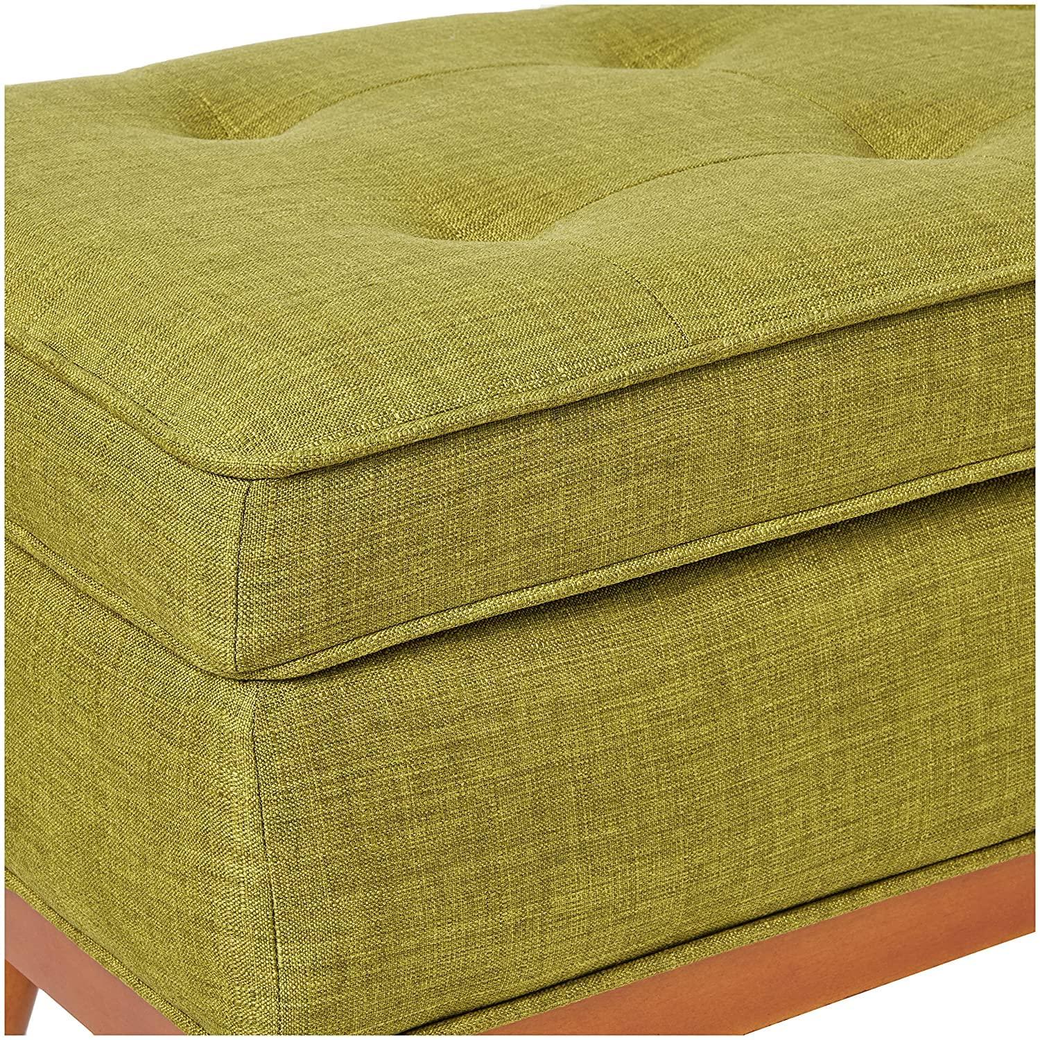 Katheryn Storage Bench Green - OSP Home Furnishings: Mid-Century Modern Ottoman, Plywood Frame, Polyester Upholstery