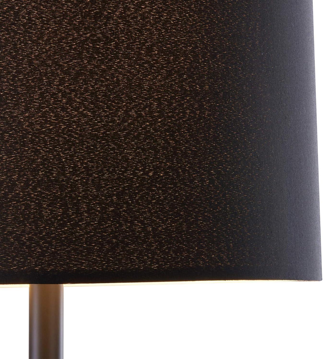 Black Metal Floor Lamp with Faux Marble Table and USB Port