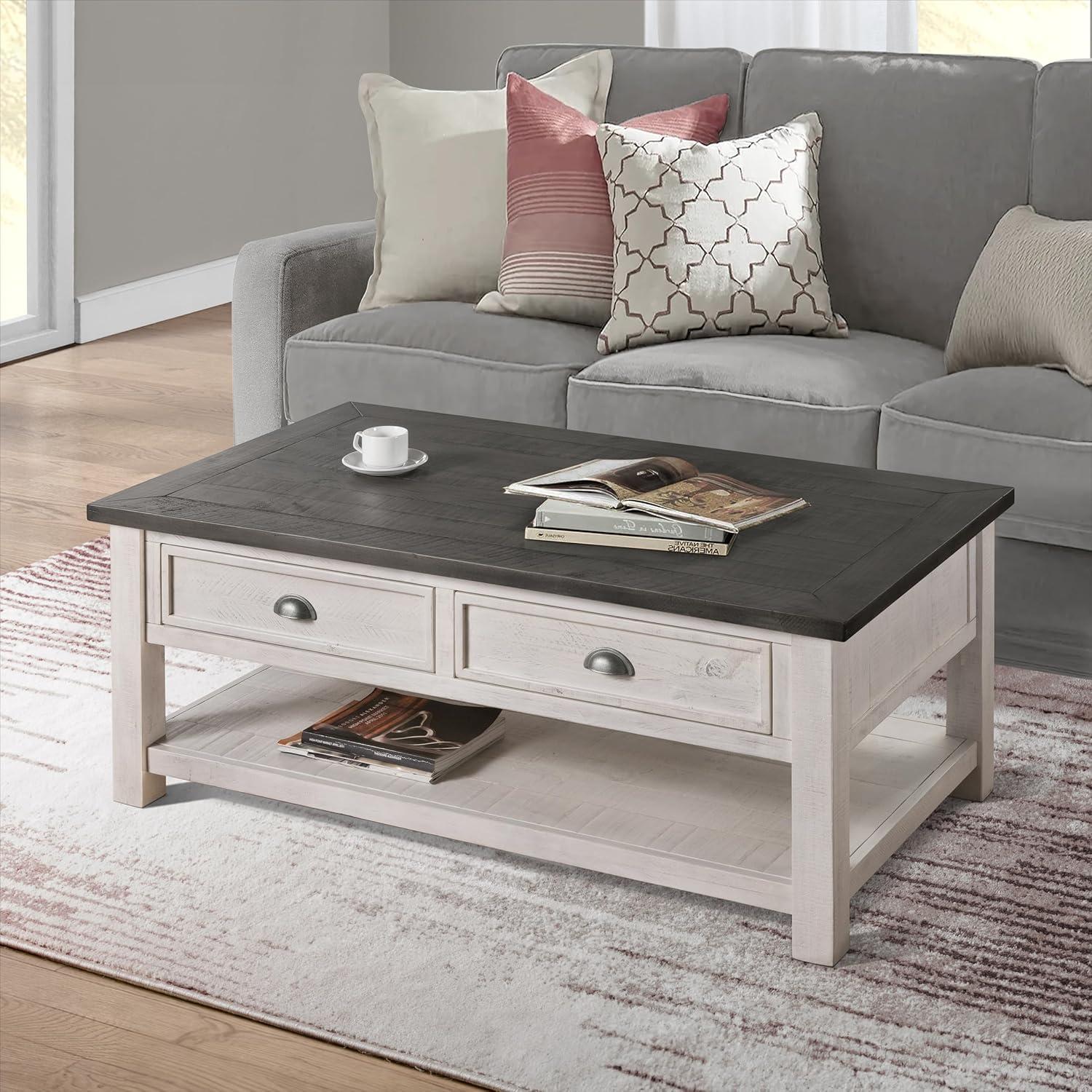 Svensson Home Monterey Solid Wood Coffee Table White with Grey Top