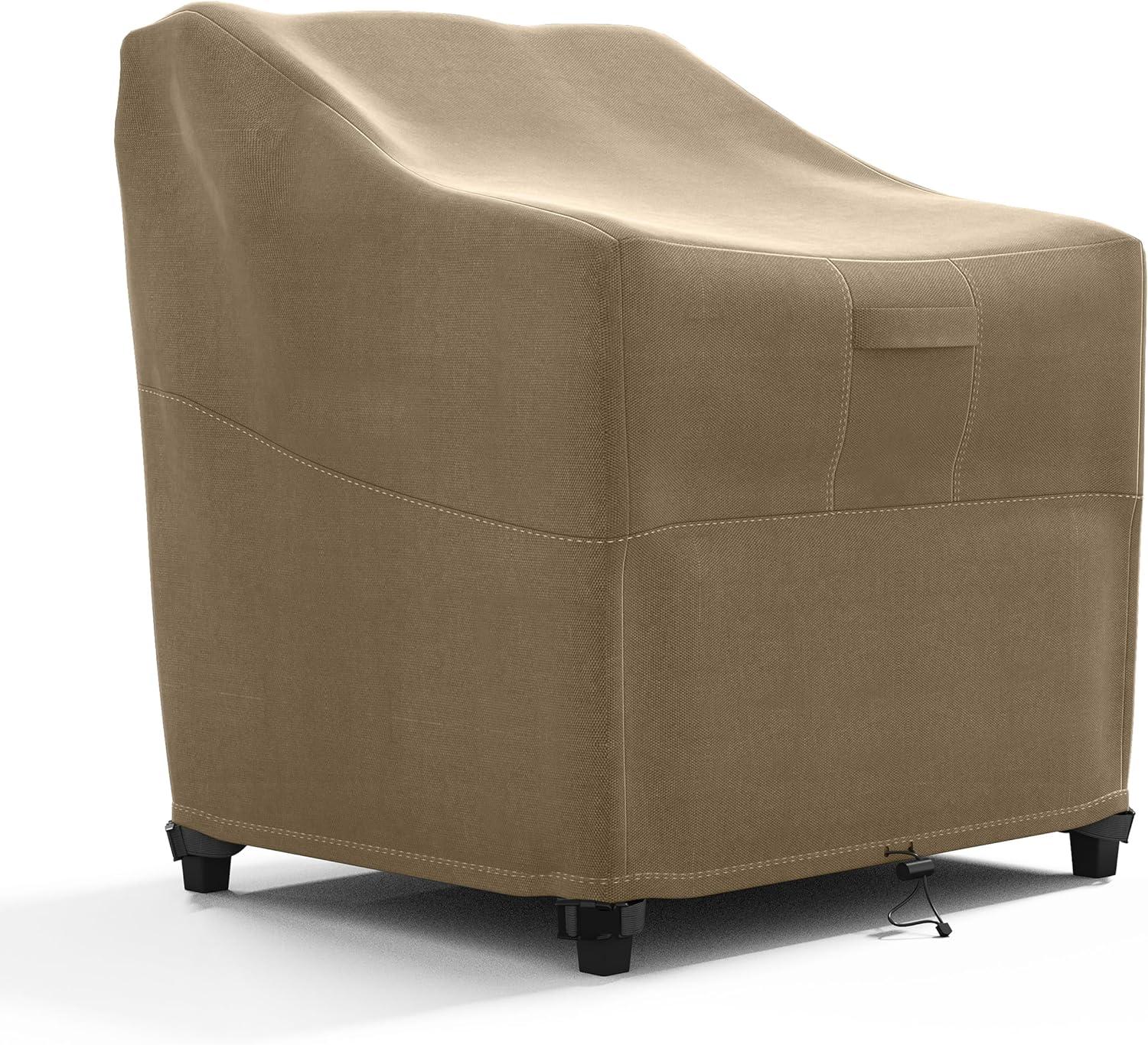 Heavy-Duty Brown PVC Patio Chair Cover with Hook and Loop Closure