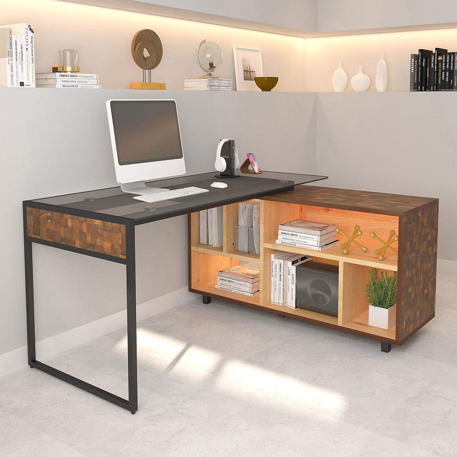 L Shaped Desk Oak - Techni Mobili