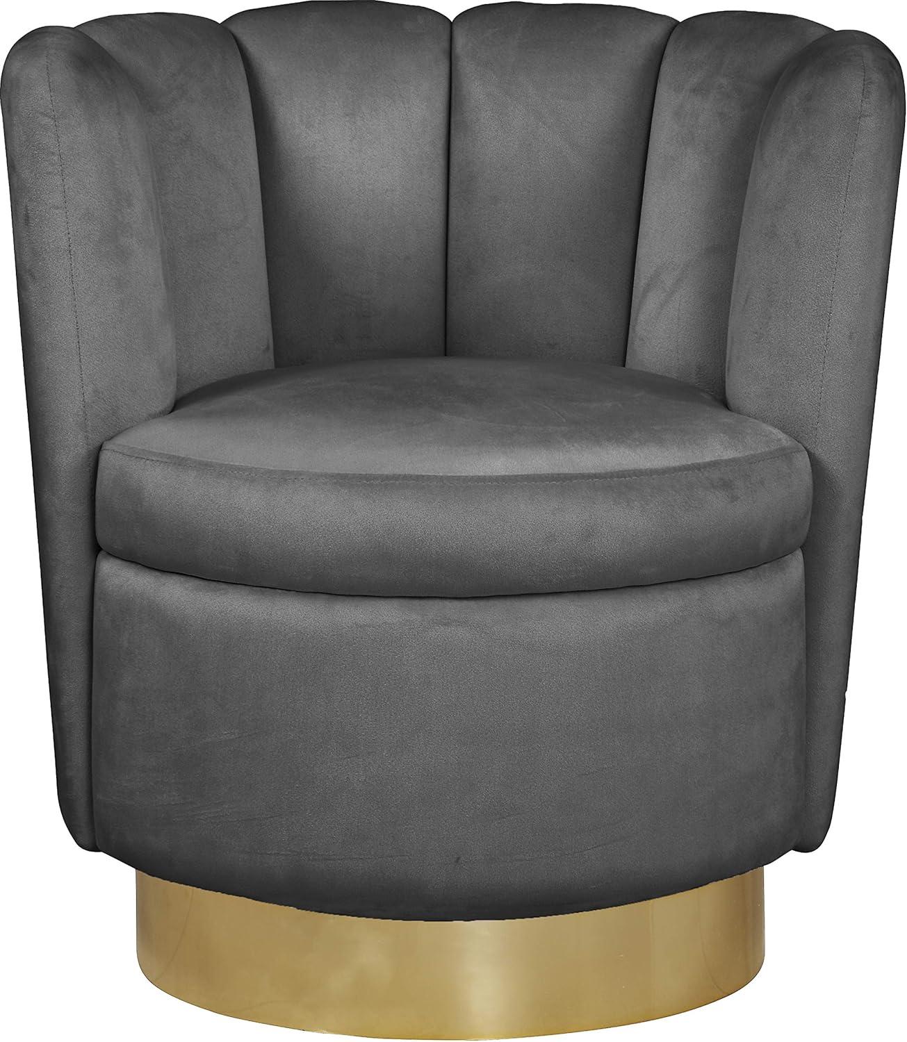 Meridian Furniture Lily Cream Velvet Swivel Accent Chair