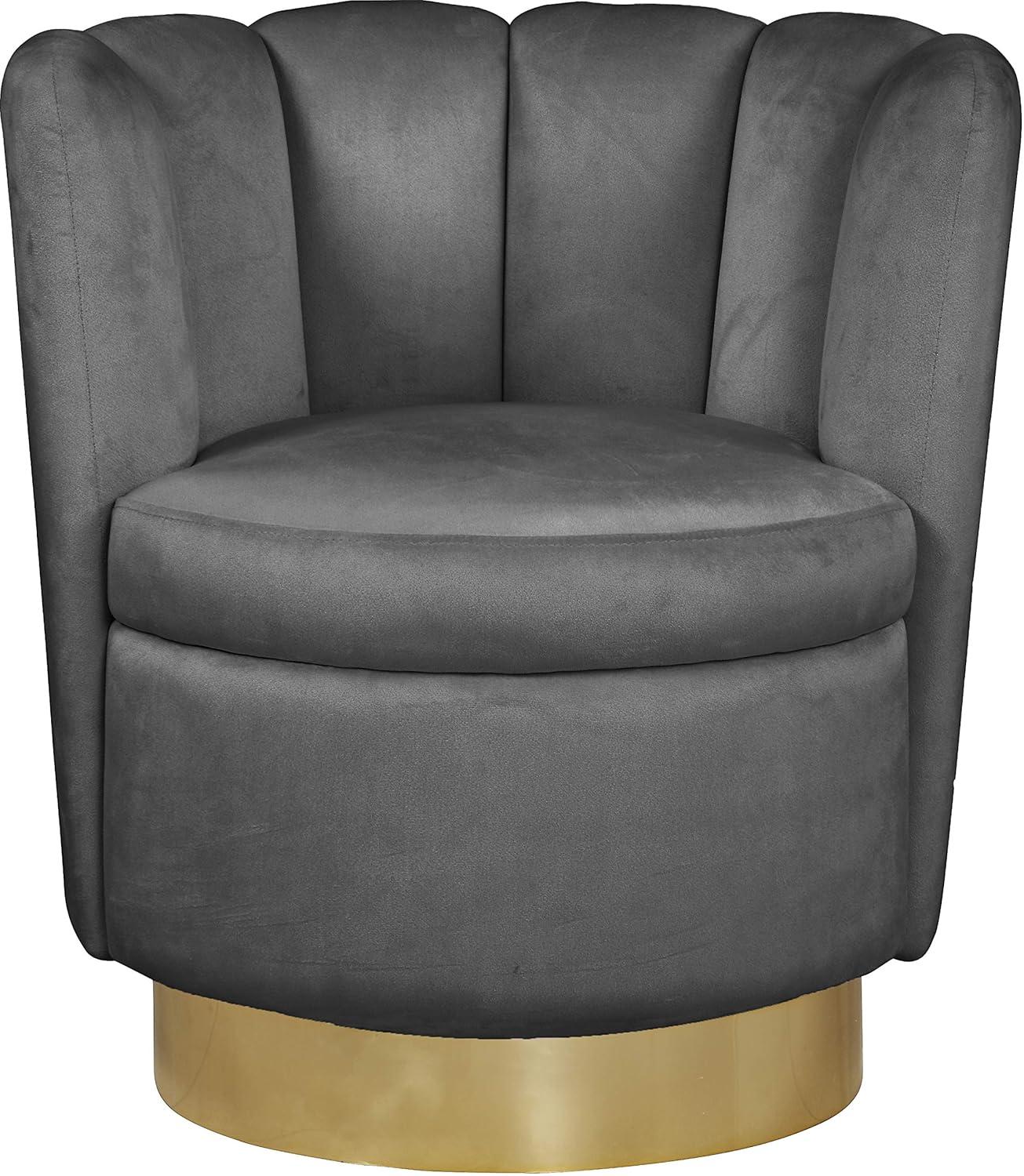 Meridian Furniture Lily Cream Velvet Swivel Accent Chair