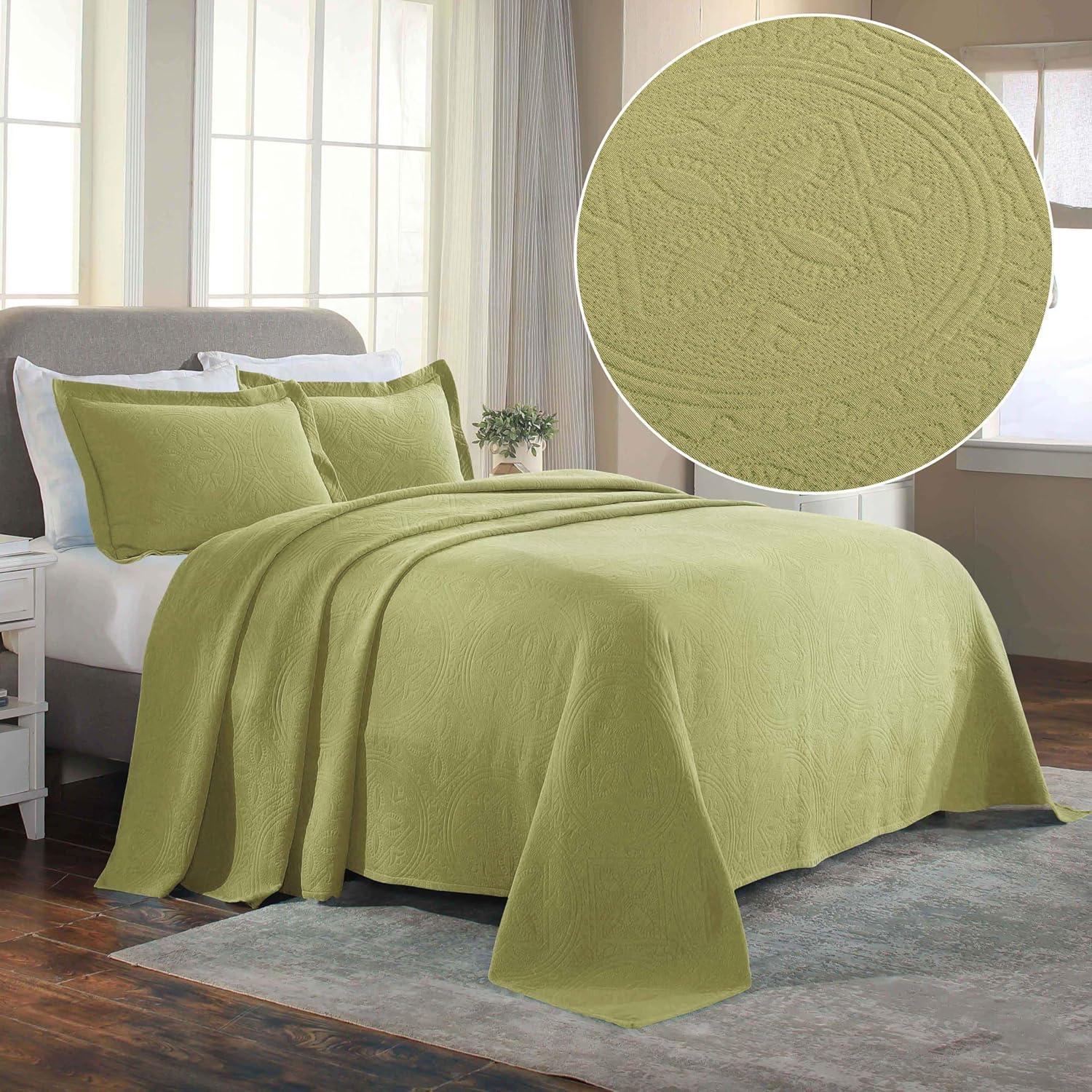 Superior Cotton Jacquard Matelasse Celtic Bedspread Set Of 2, Full, Sweet Pea