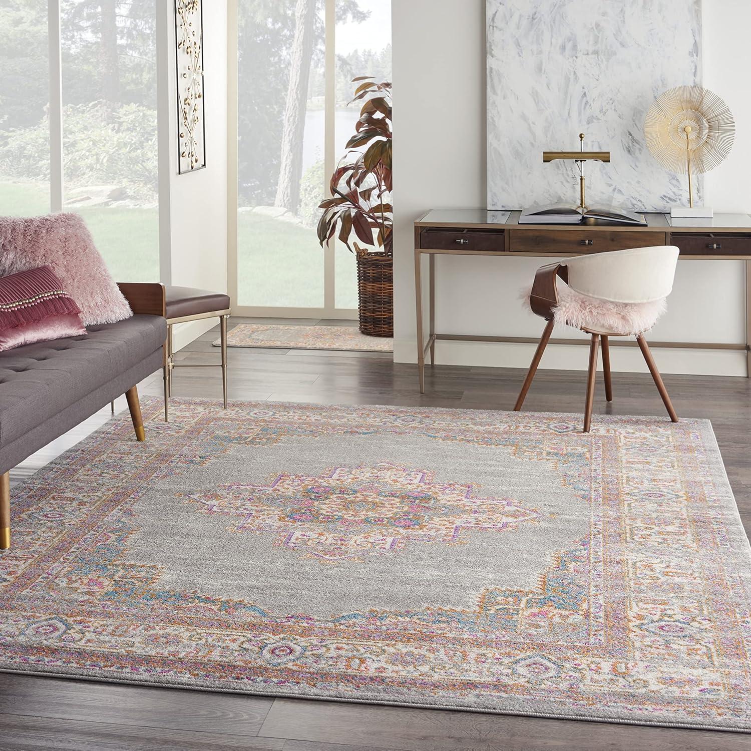 Nourison Passion Medallion Bohemian Indoor Rug Grey 8' x 10'