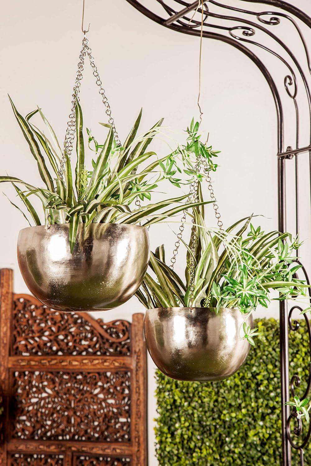 Set of 2 Metallic Hanging Planters - Olivia & May