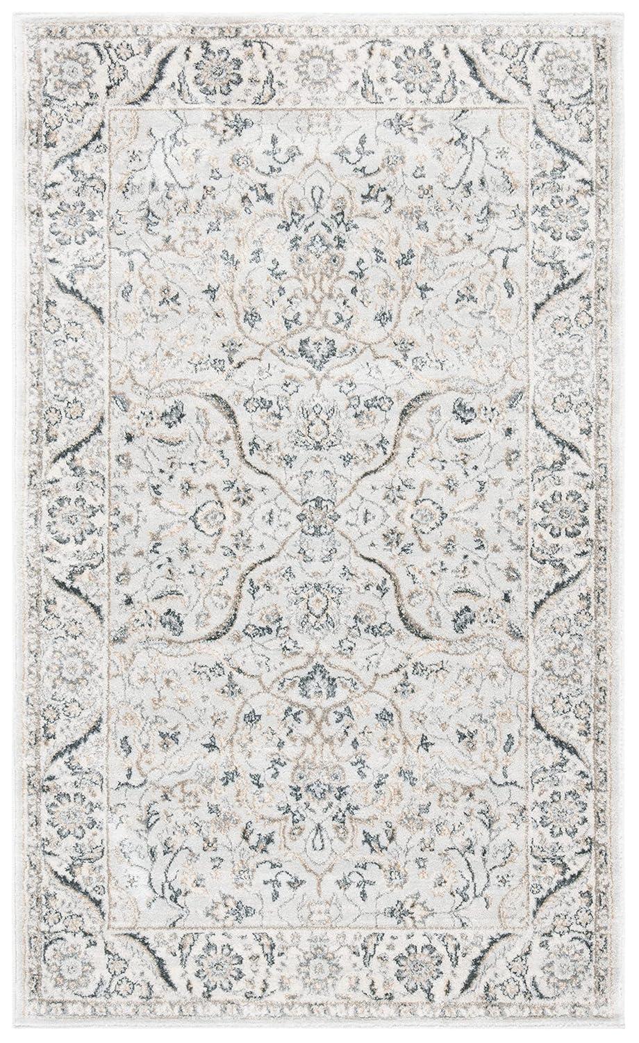 Isabella ISA912 Power Loomed Accent Rug - Light Grey/Cream - 2'2"x5' - Safavieh.