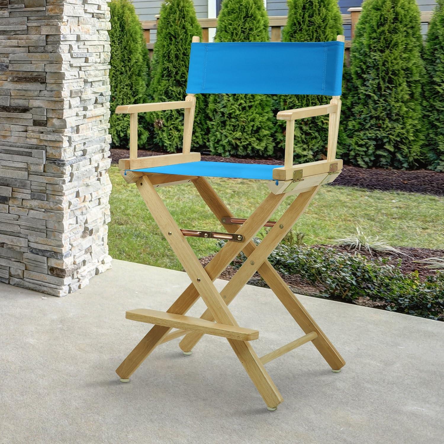 Natural Wood Director's Chair with Turquoise Canvas