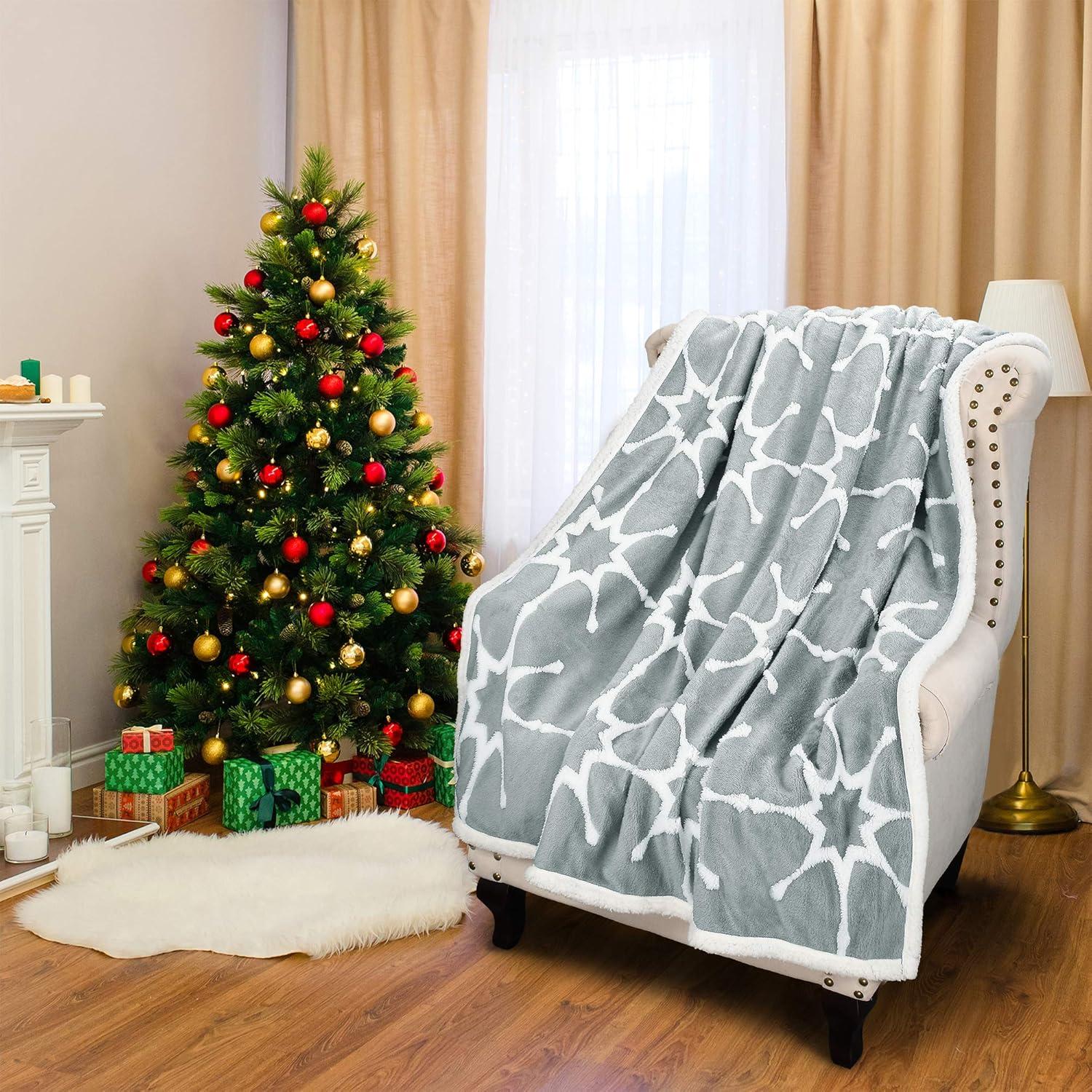 Catalonia Catalonia Sherpa Throw Blanket, Super Soft Fuzzy Plush Bed Throw TV Blanket, 50" x 60", Holiday Throw