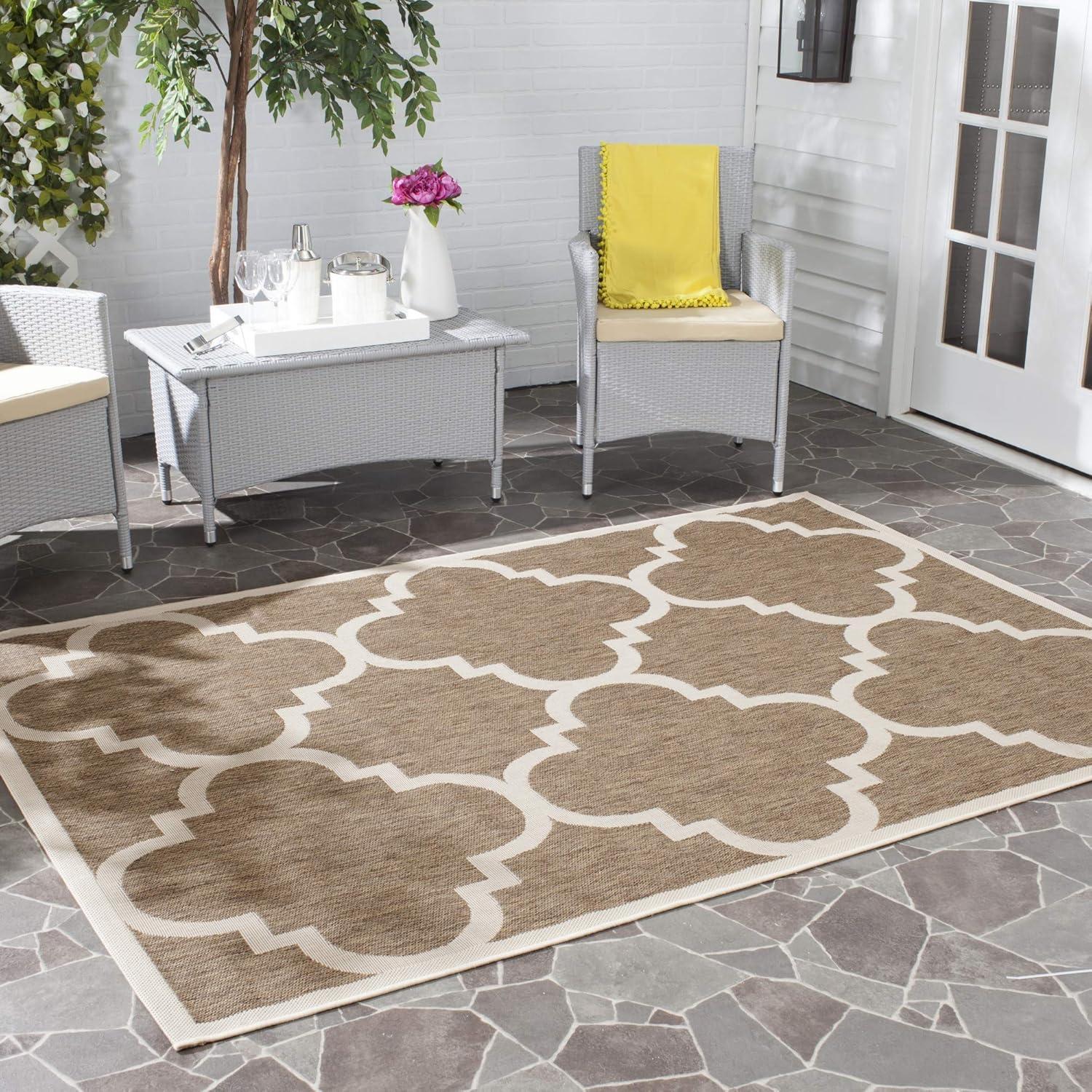 Safavieh Courtyard Becky Quatrefoil Indoor/Outdoor Area Rug, 5'3" x 7'7", Dark Brown