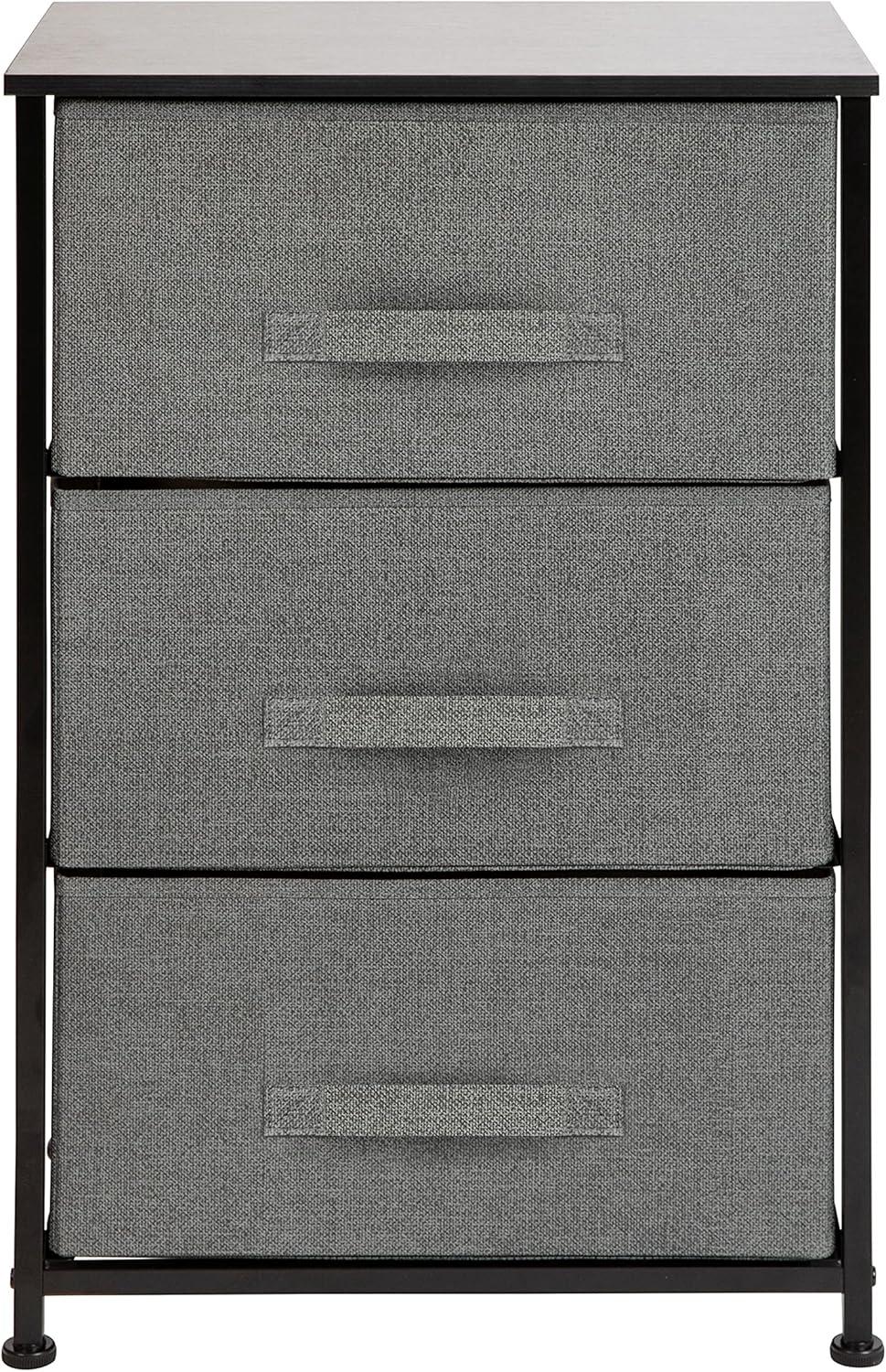 Flash Furniture Malone 3 Drawer Vertical Storage Dresser with Wood Top & Fabric Pull Drawers