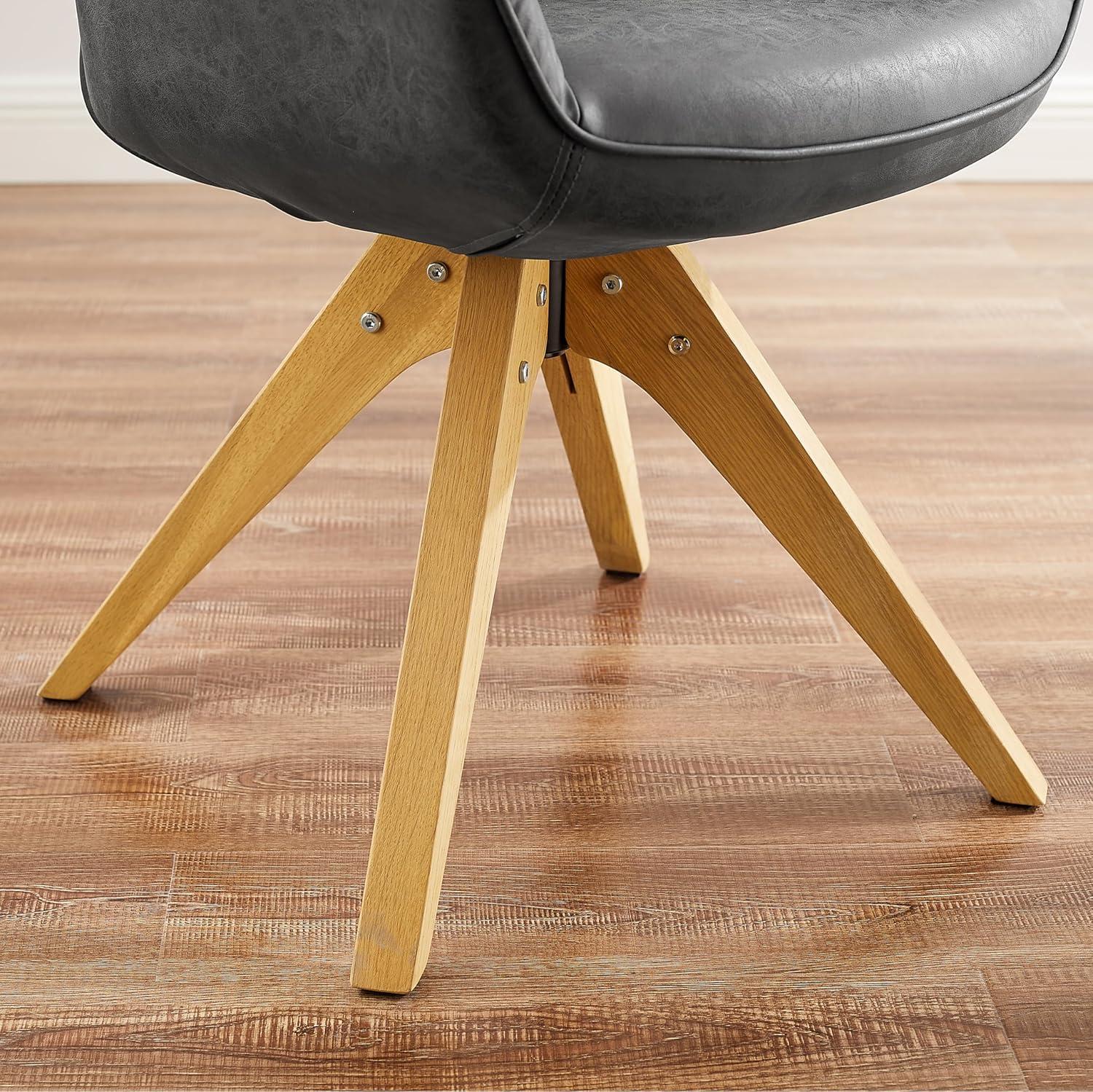 Art Leon Modern Swivel Fabric Accent Desk Chair with Beech Wood Legs, Yellow