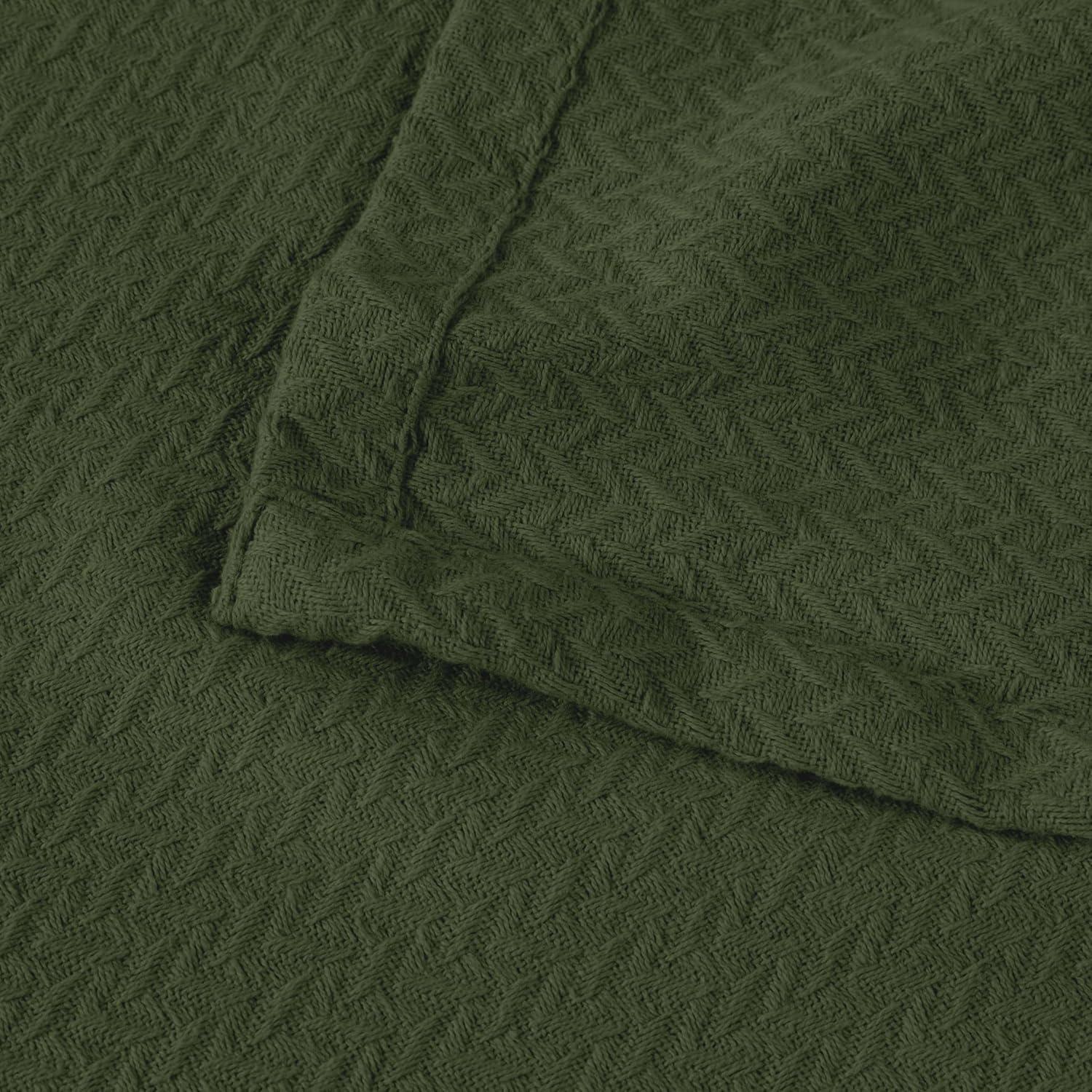 Superior Nobel Cotton Textured Chevron Woven Blanket, Non-Standard, Forest Green