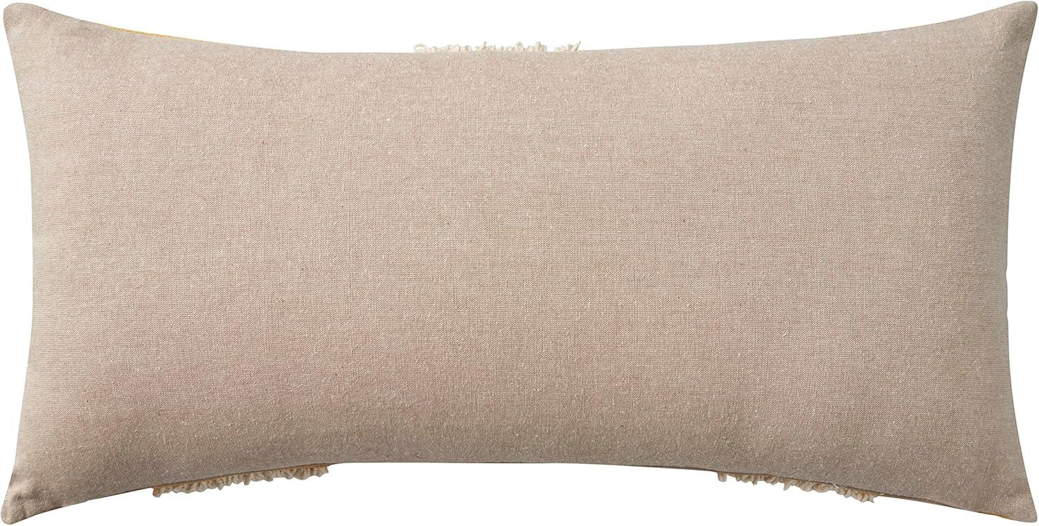 Sunflower Bliss Natural Cotton 12" x 24" Embroidered Lumbar Pillow