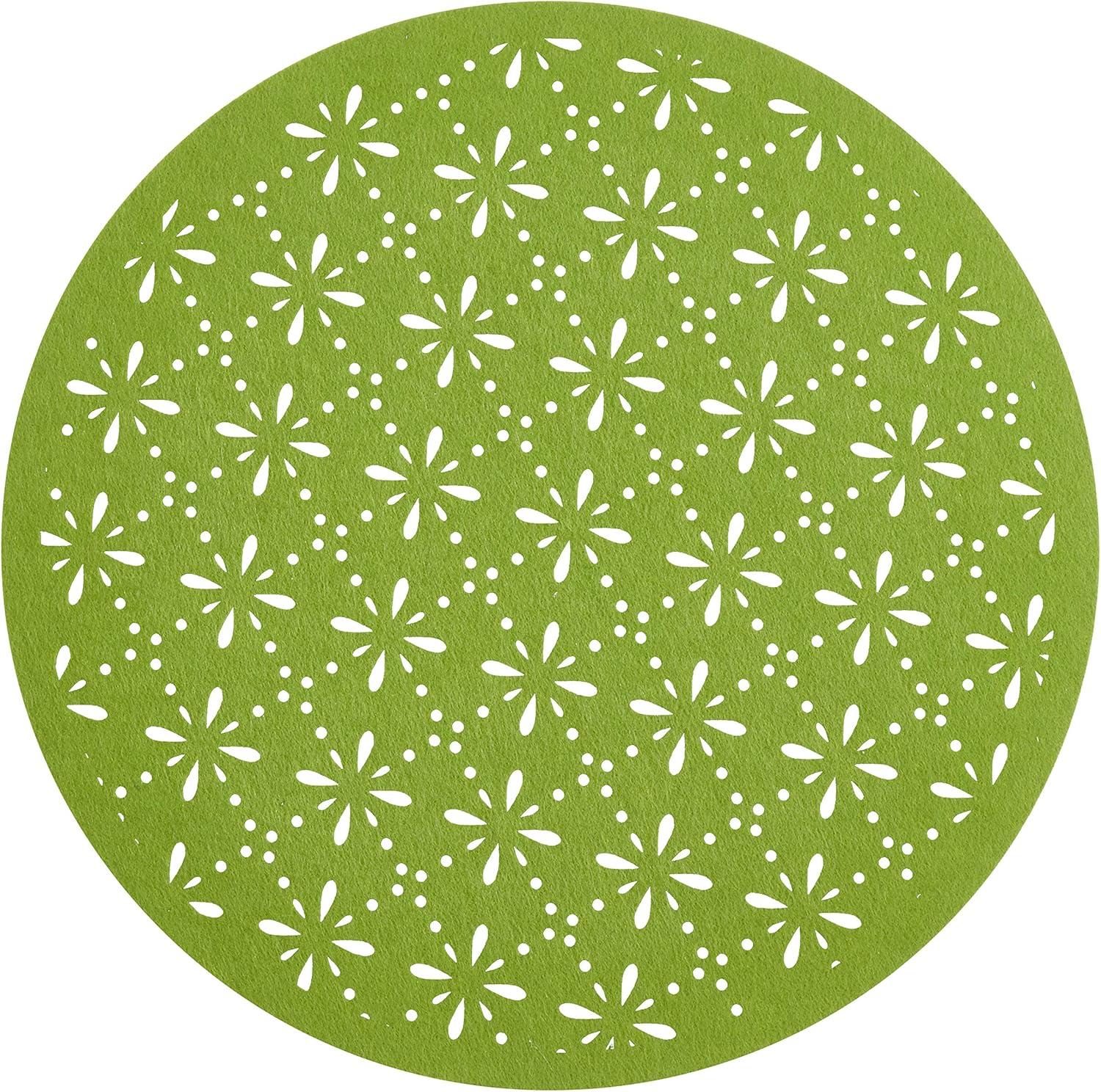 Saro Lifestyle Round Cutwork Felt Table Mats (Set of 4) Kiwi