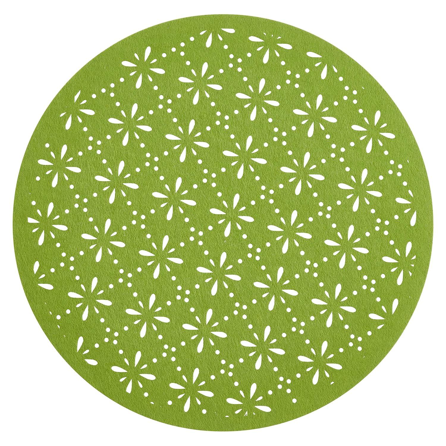 Saro Lifestyle Round Cutwork Felt Table Mats (Set of 4) Kiwi