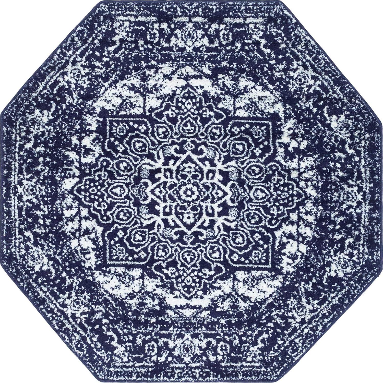 Arlington Navy Blue Octagon Medium-Pile Rug