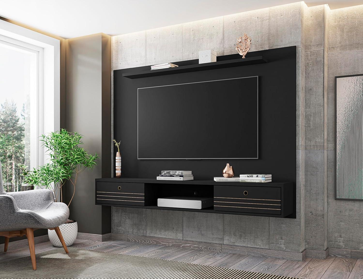 Manhattan Comfort Liberty Wood Entertainment Center for TVs up to 65" in Black