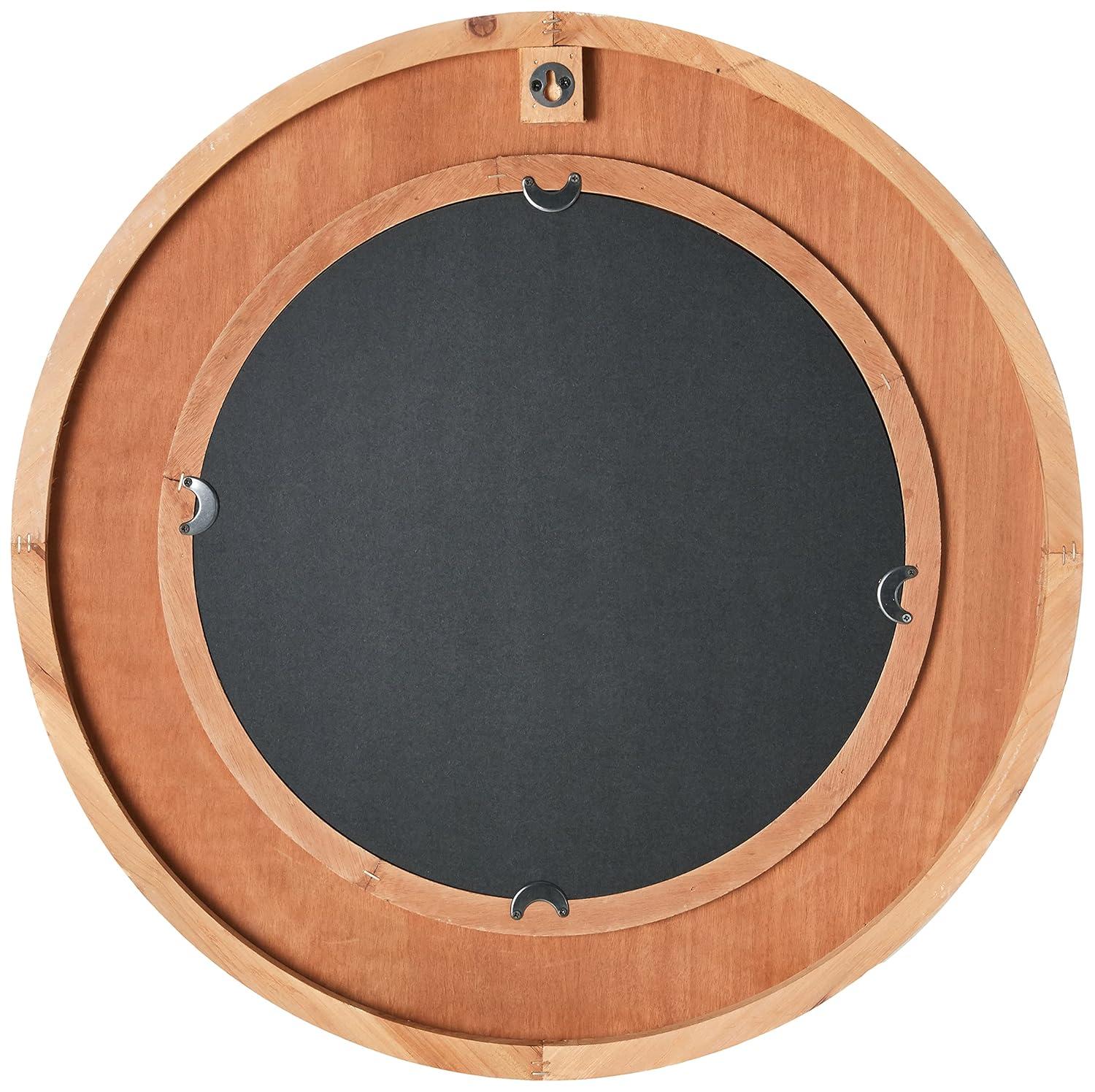 Creative Co-Op Round Wood Framed Wall Mirror, Natural